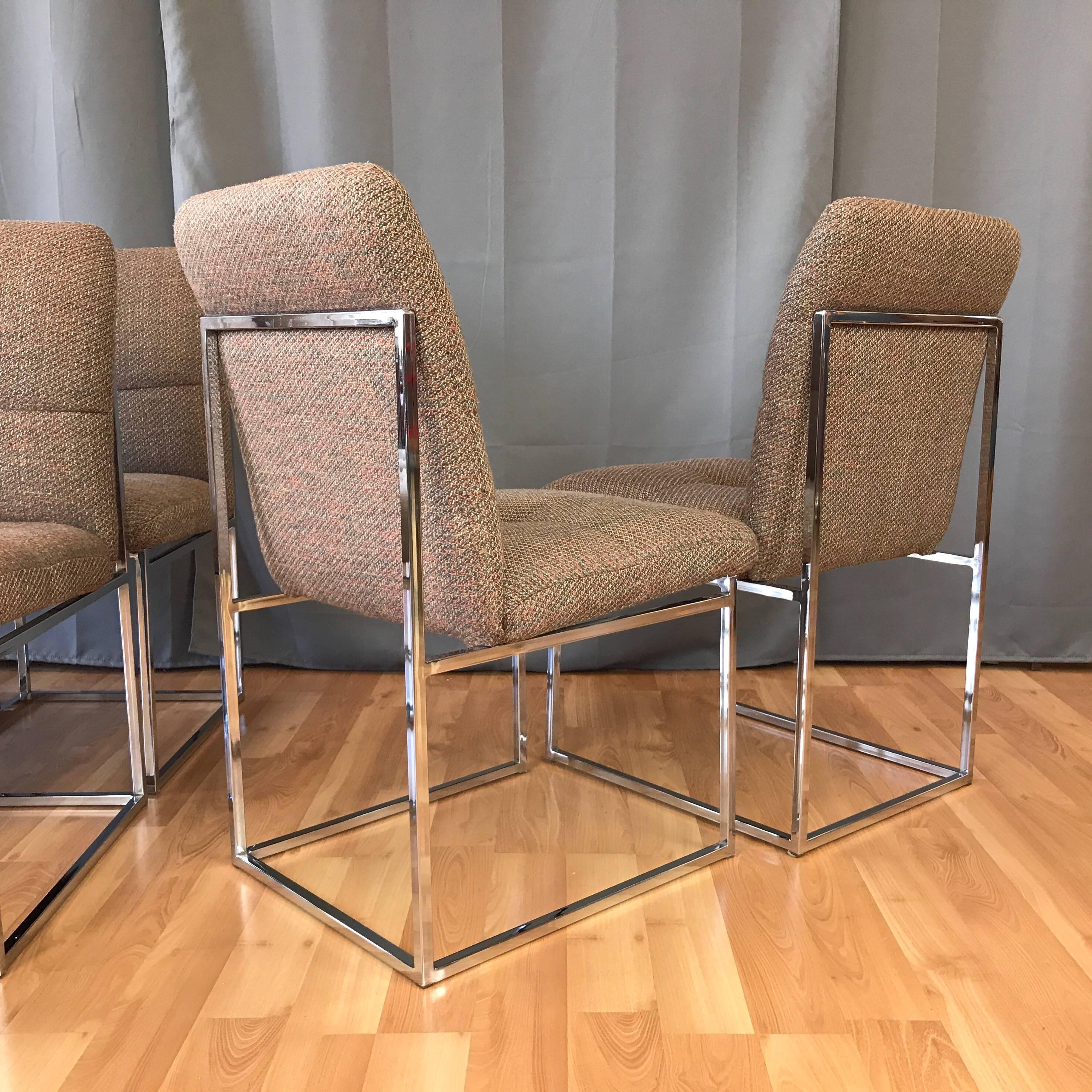 Upholstery Milo Baughman for Thayer Coggin Set of Six Dining Chairs