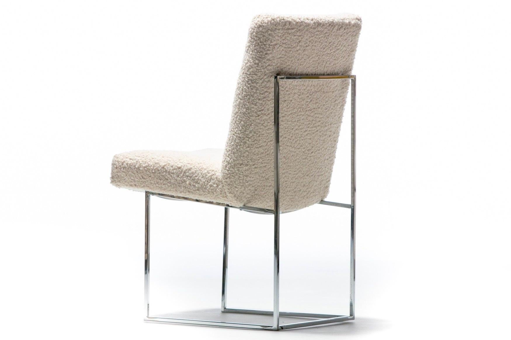 Milo Baughman for Thayer Coggin Set of Six Dining Chairs in Ivory Bouclé 2
