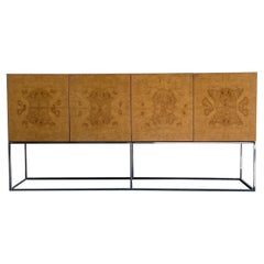 Milo Baughman for Thayer Coggin Sidebaord, Chrome and Burlwood