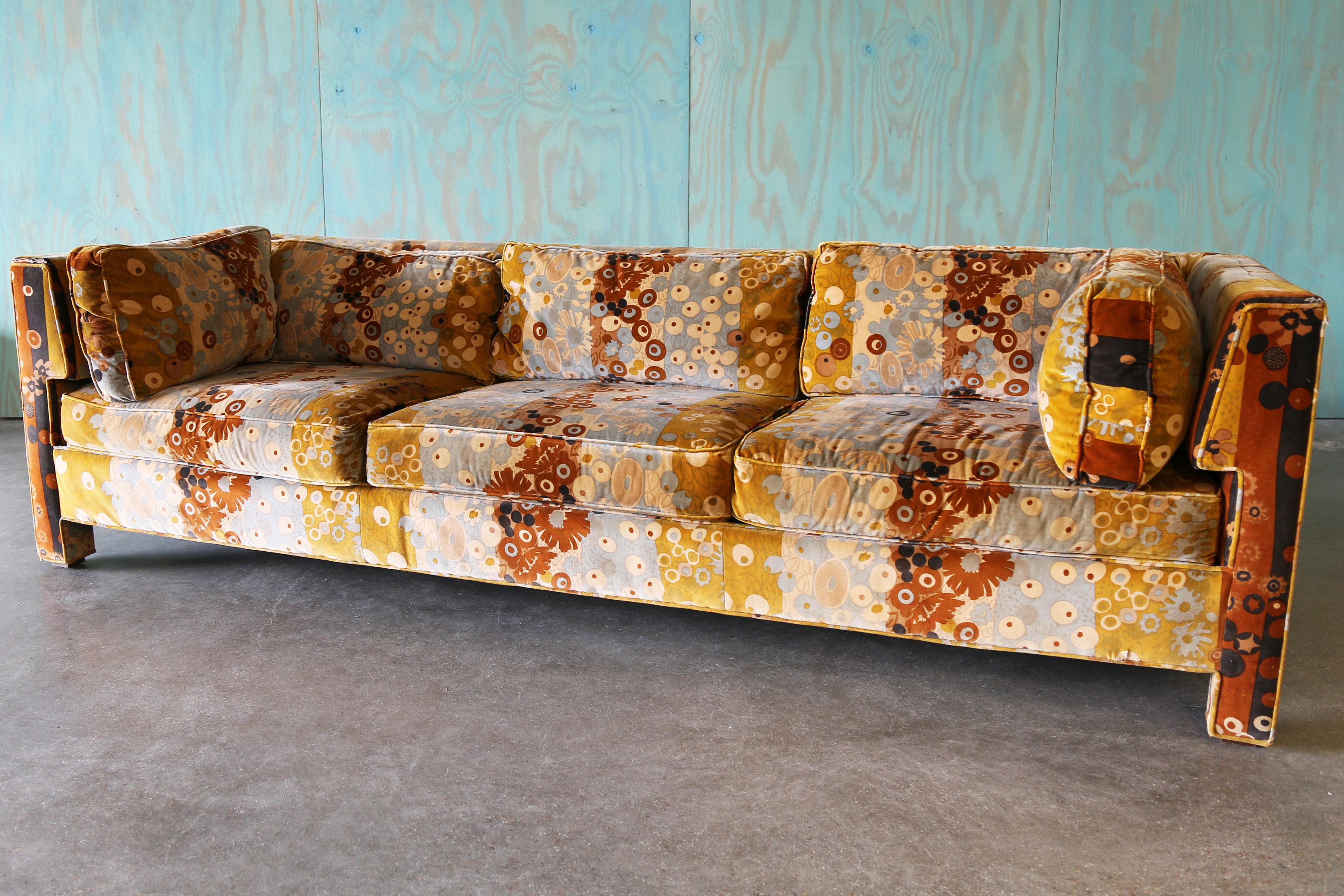 Milo Baughman for Thayer Coggin Sofa and Loveseat Jack Lenor Larsen Primavera For Sale 7