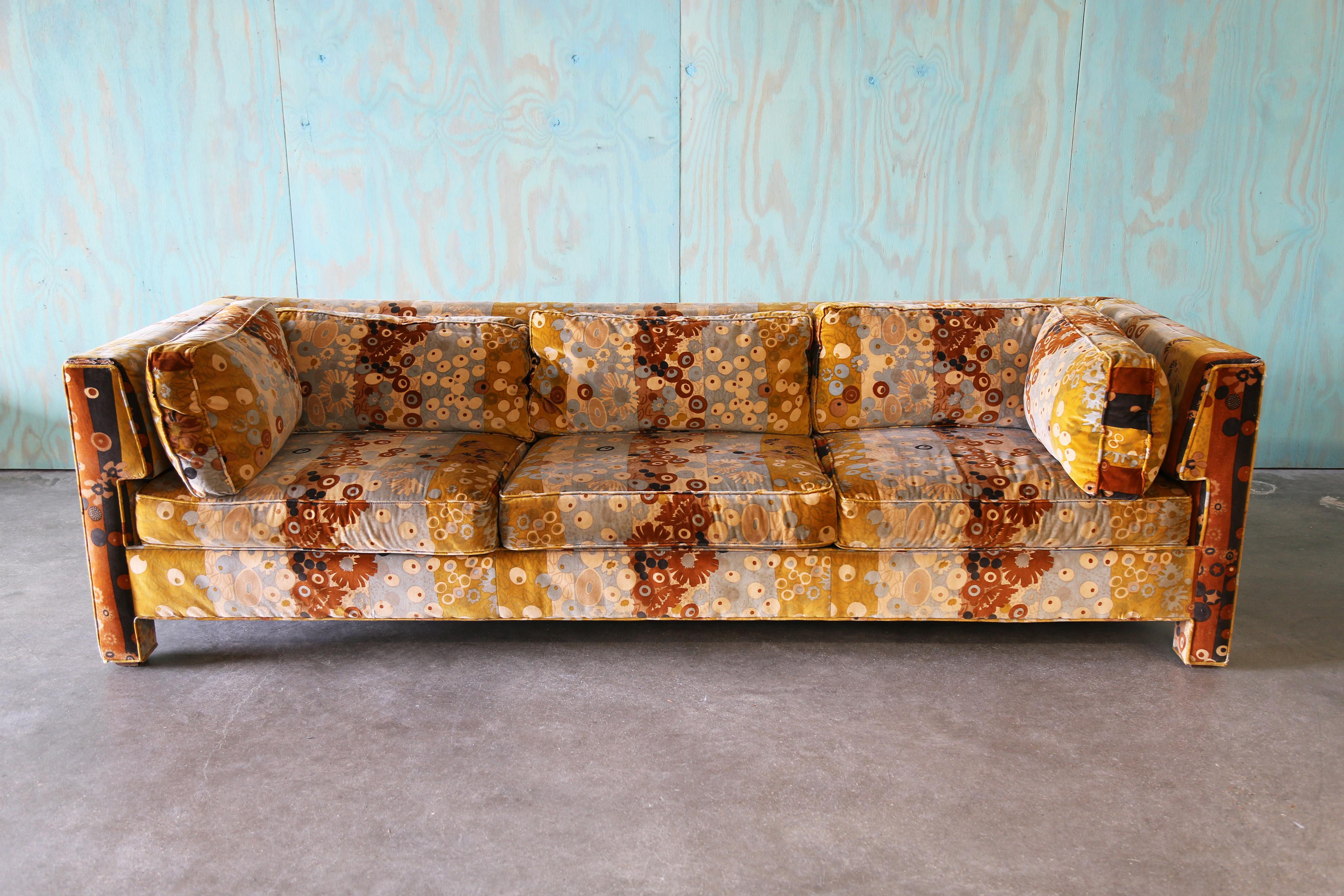 Milo Baughman for Thayer Coggin Sofa and Loveseat Jack Lenor Larsen Primavera For Sale 8