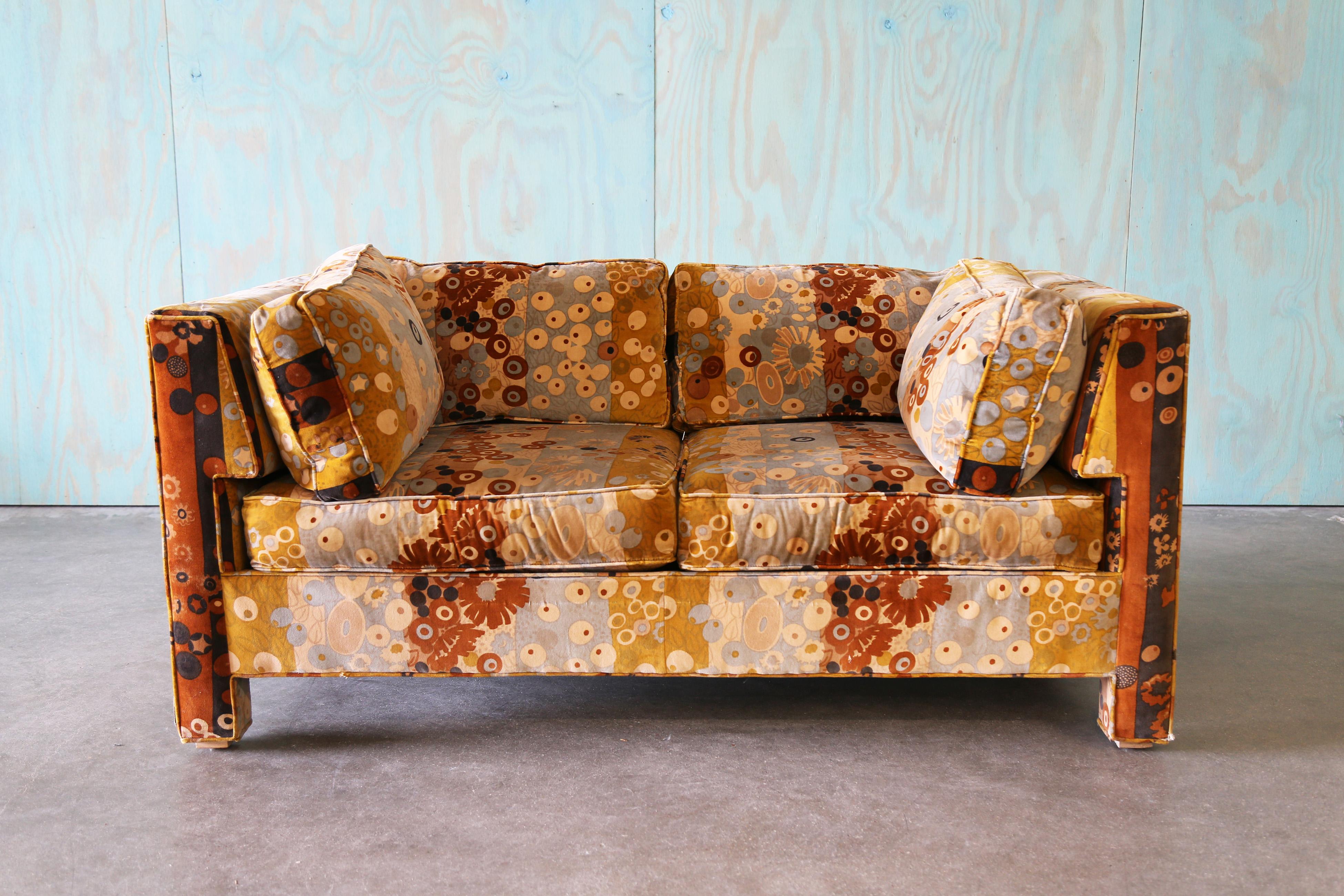 Milo Baughman for Thayer Coggin Sofa and Loveseat Jack Lenor Larsen Primavera For Sale 10
