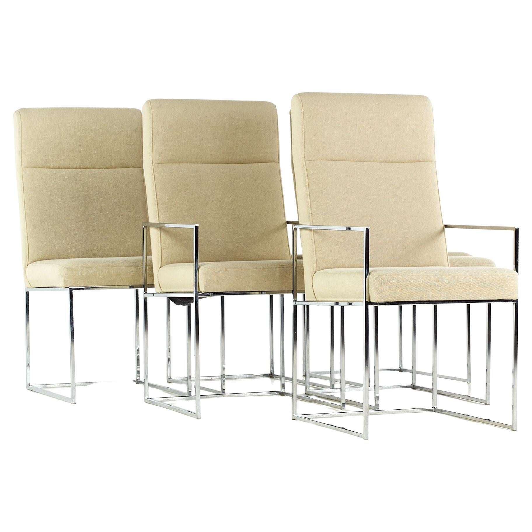 Milo Baughman for Thayer Coggin Style MCM Chrome Dining Chairs, Set of 6