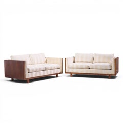 Milo Baughman for Thayer Coggin Style Mid Century Rosewood Case Loveseat - Pair