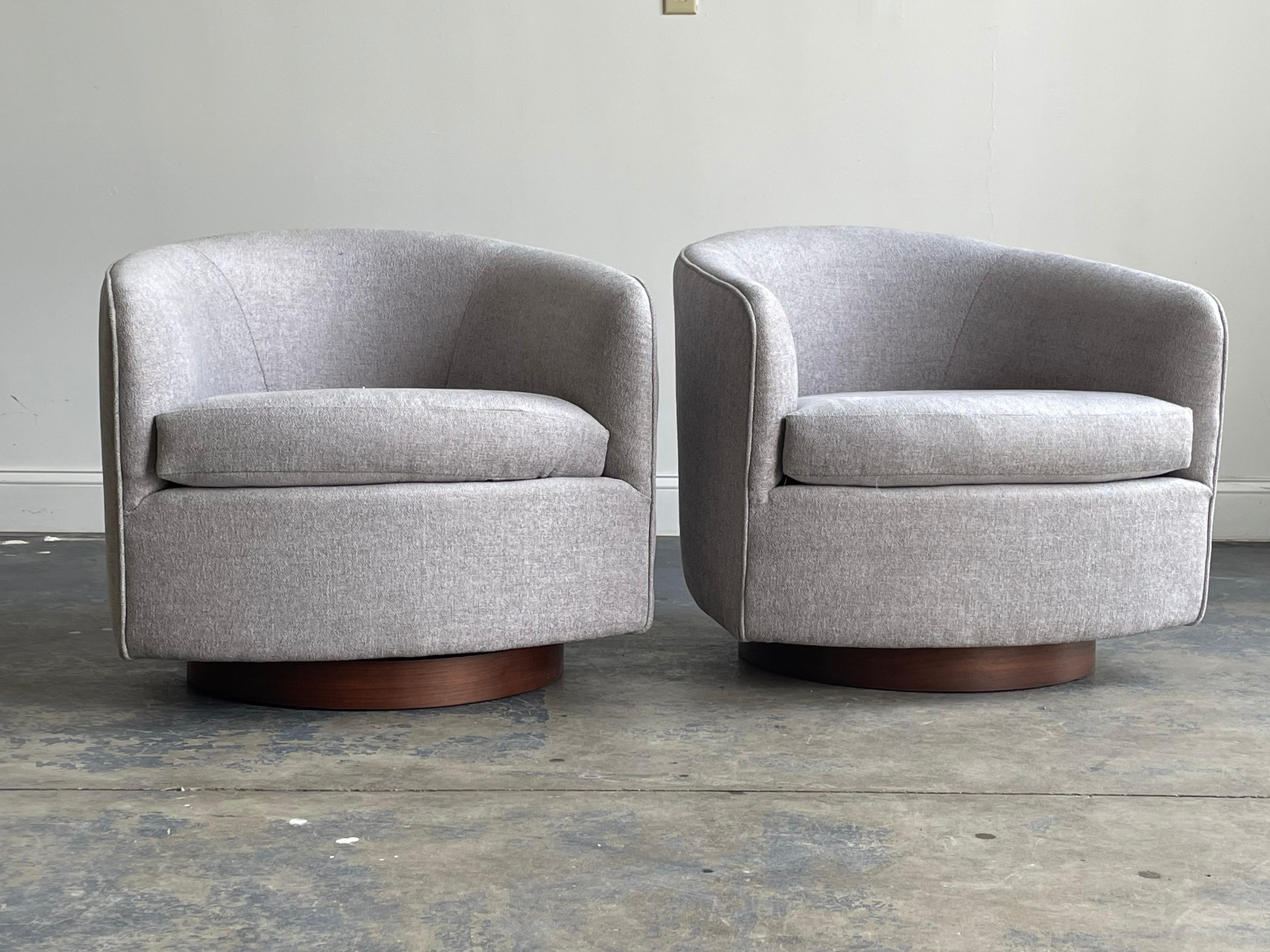 Upholstery Milo Baughman for Thayer Coggin Swivel and Tilt Chairs
