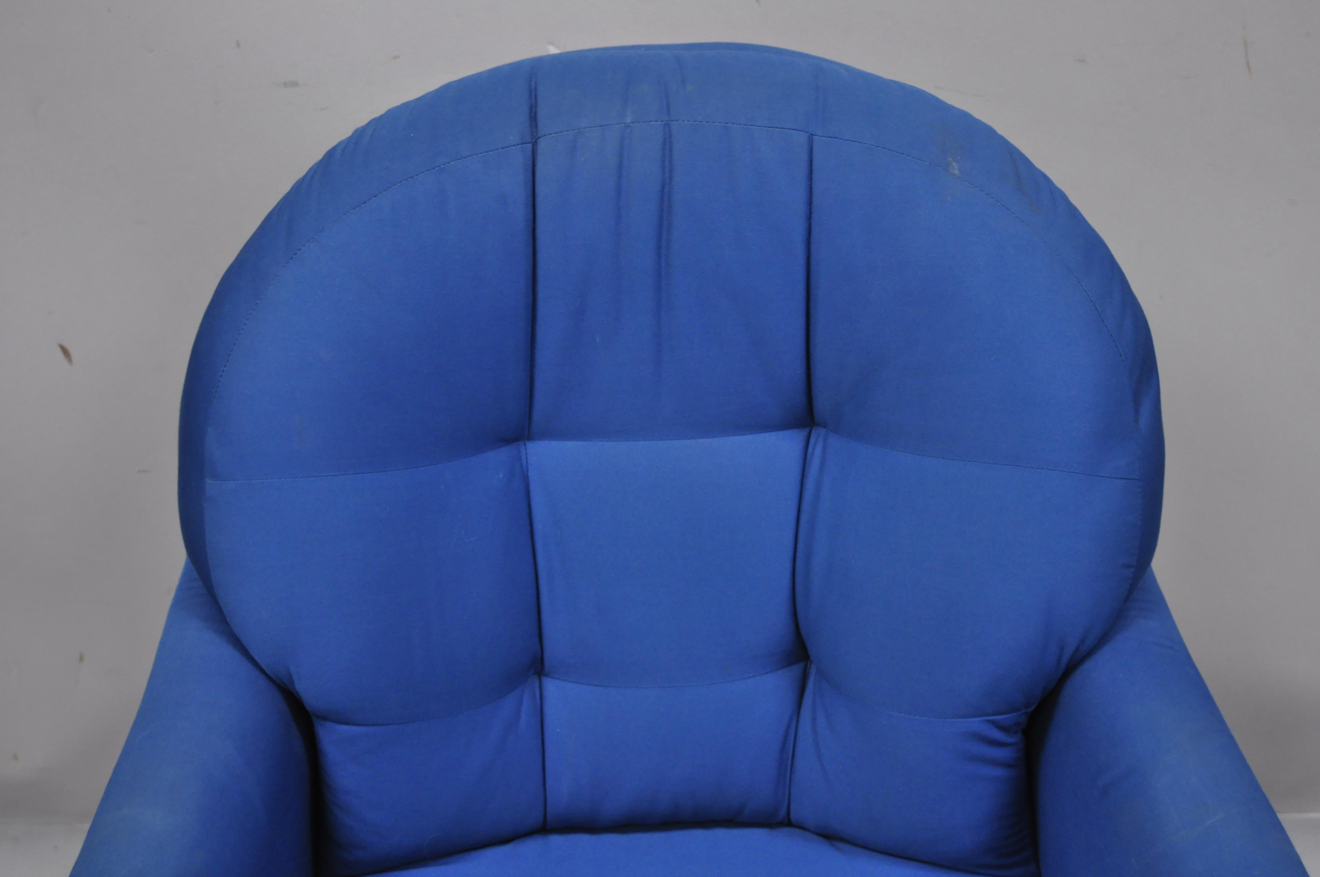 Mid-Century Modern Milo Baughman for Thayer Coggin Swivel Tilt Blue Upholstered Club Lounge Chair For Sale
