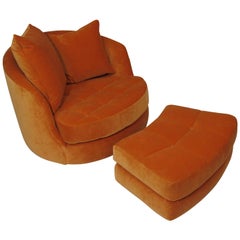 Fauteuil pivotant Tub Chair Milo Baughman pour Thayer Coggin disponible avec tissu fourni par le client