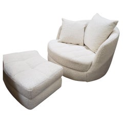 Milo Baughman for Thayer Coggin Swivel Tub Chair in Faux Shearling