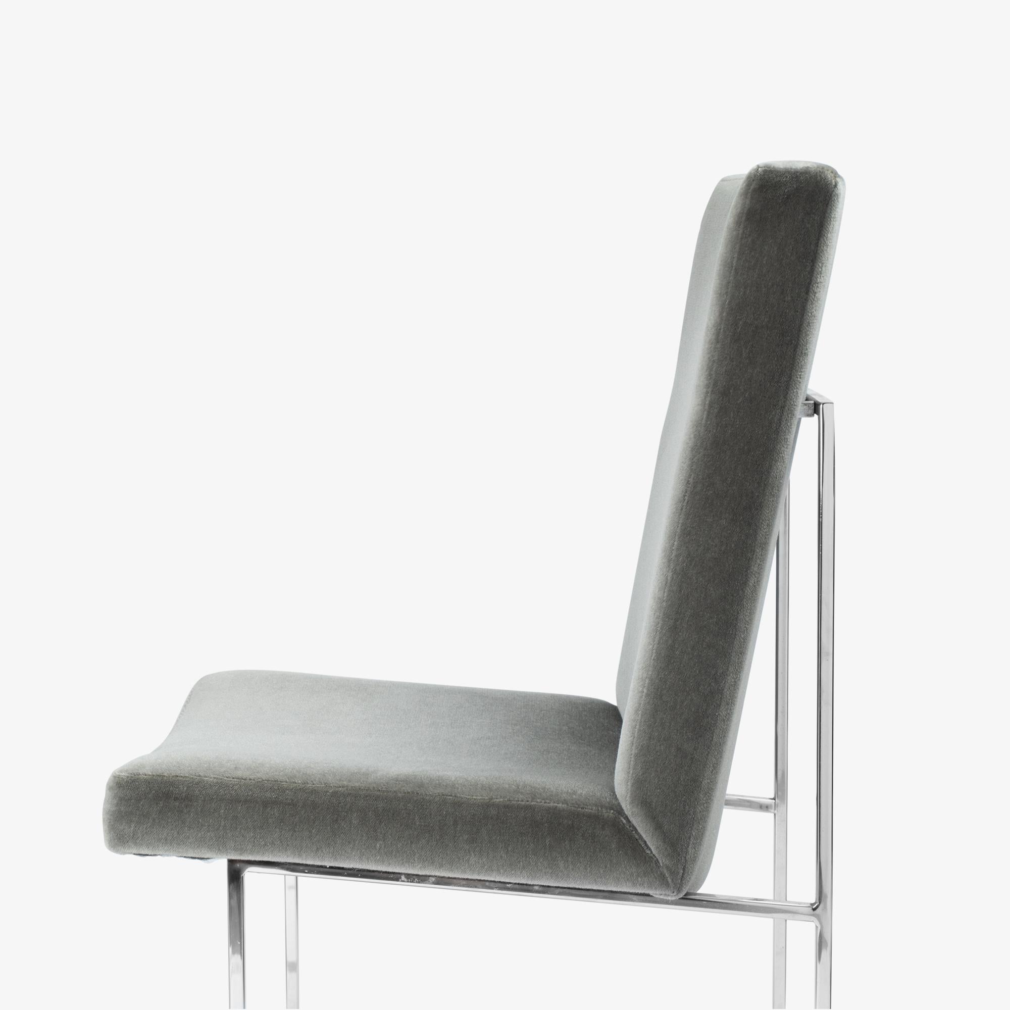 Metallo Milo Baughman per Thayer Coggin Sedie da pranzo a struttura sottile in mohair, set di 4 pezzi in vendita