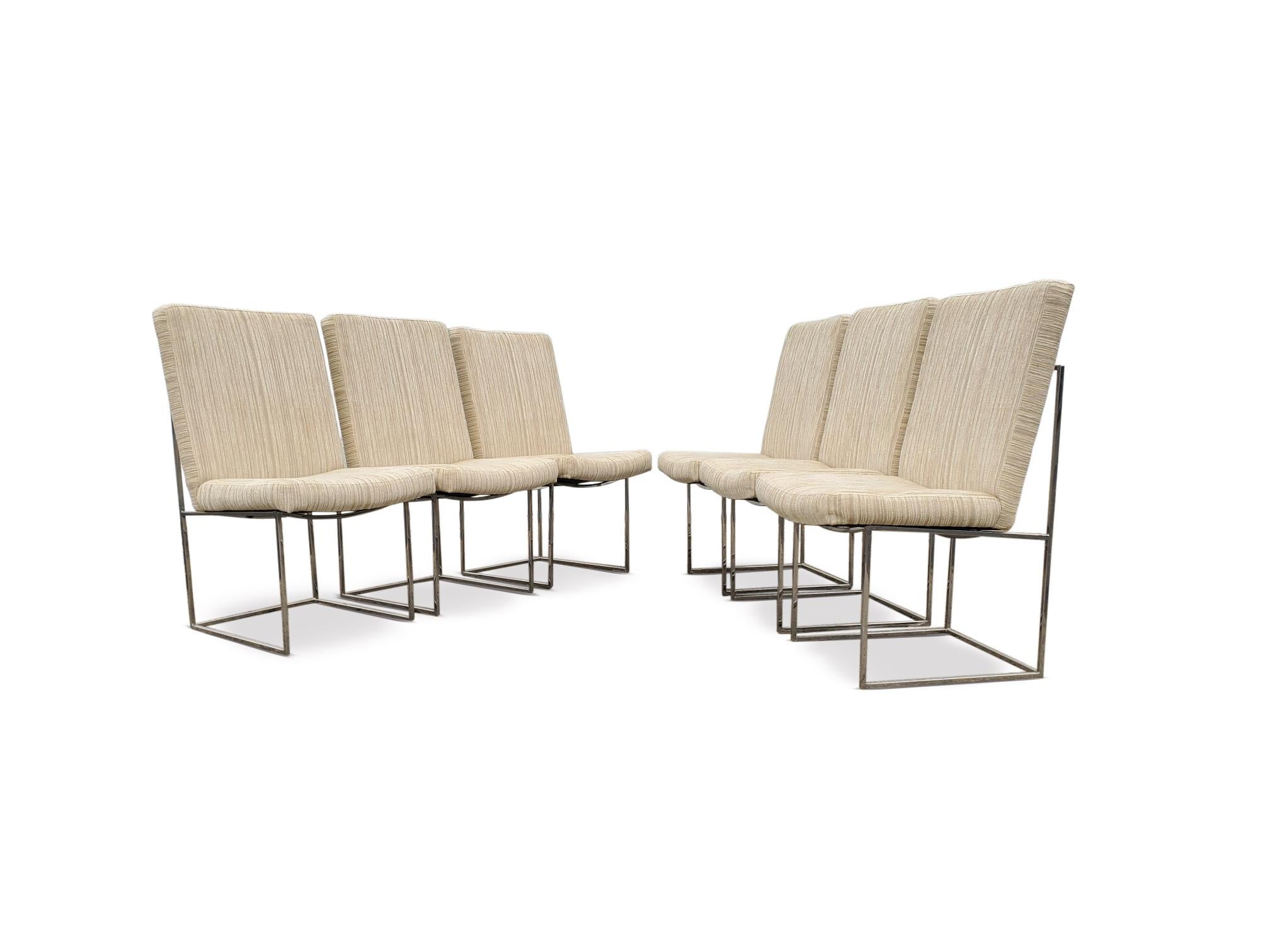 Milo Baughman for Thayer Coggin ' Thin Line ' Chrome Dining Chairs 4