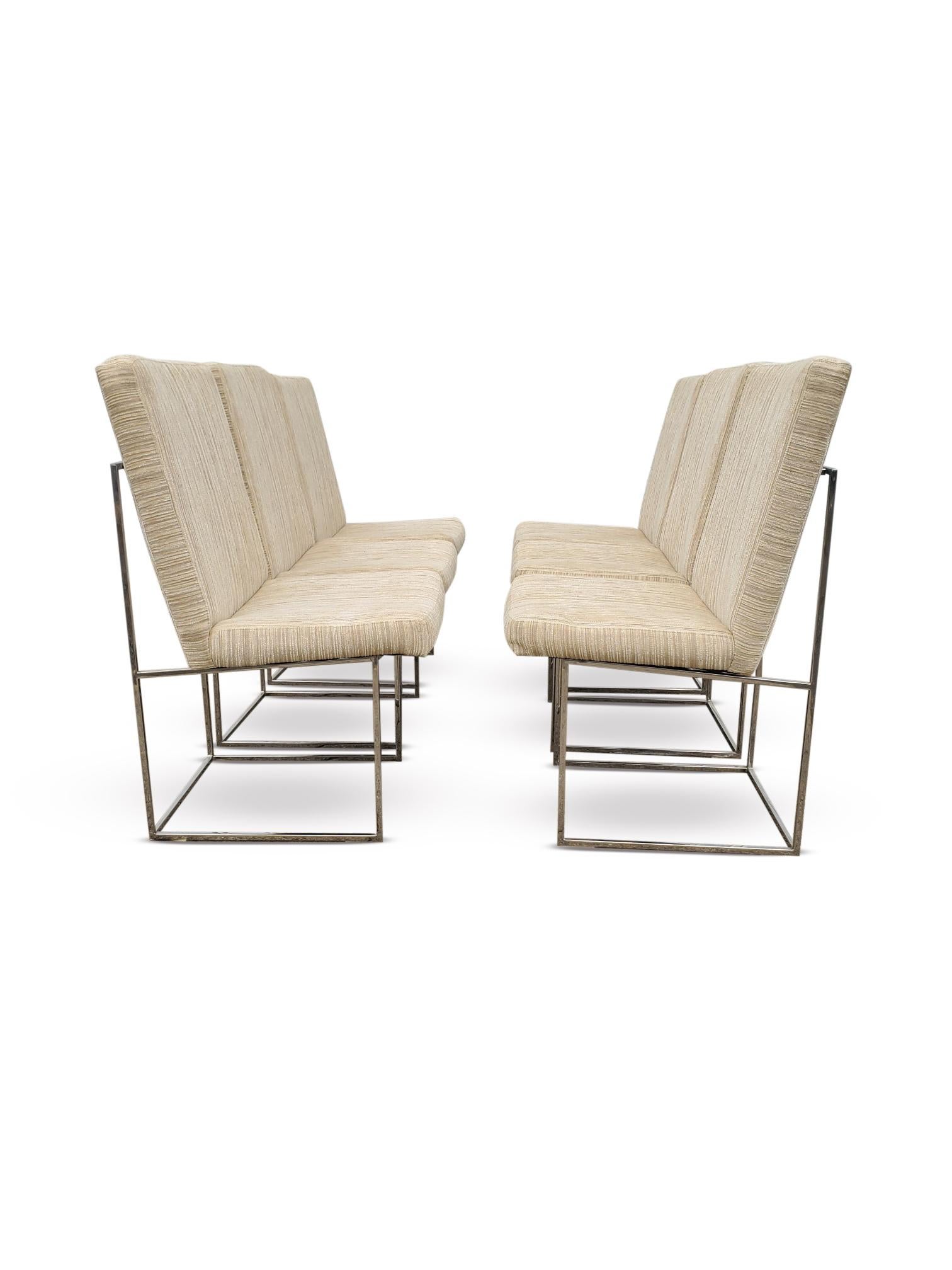 Milo Baughman for Thayer Coggin ' Thin Line ' Chrome Dining Chairs For Sale 7