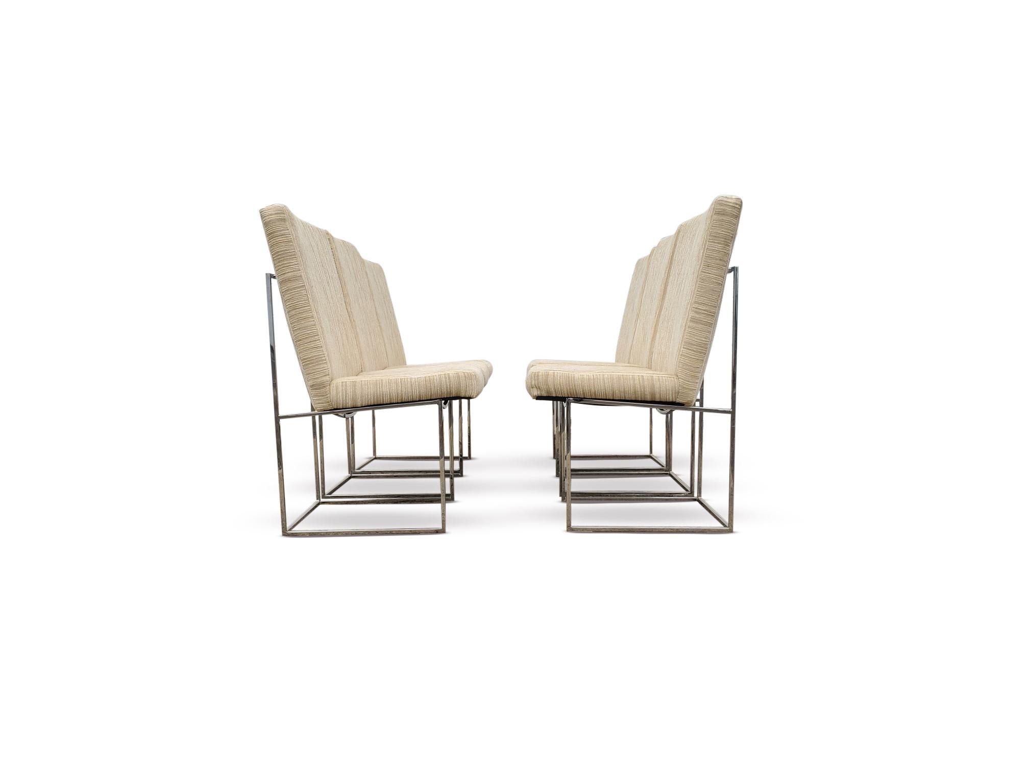 Milo Baughman for Thayer Coggin ' Thin Line ' Chrome Dining Chairs For Sale 9