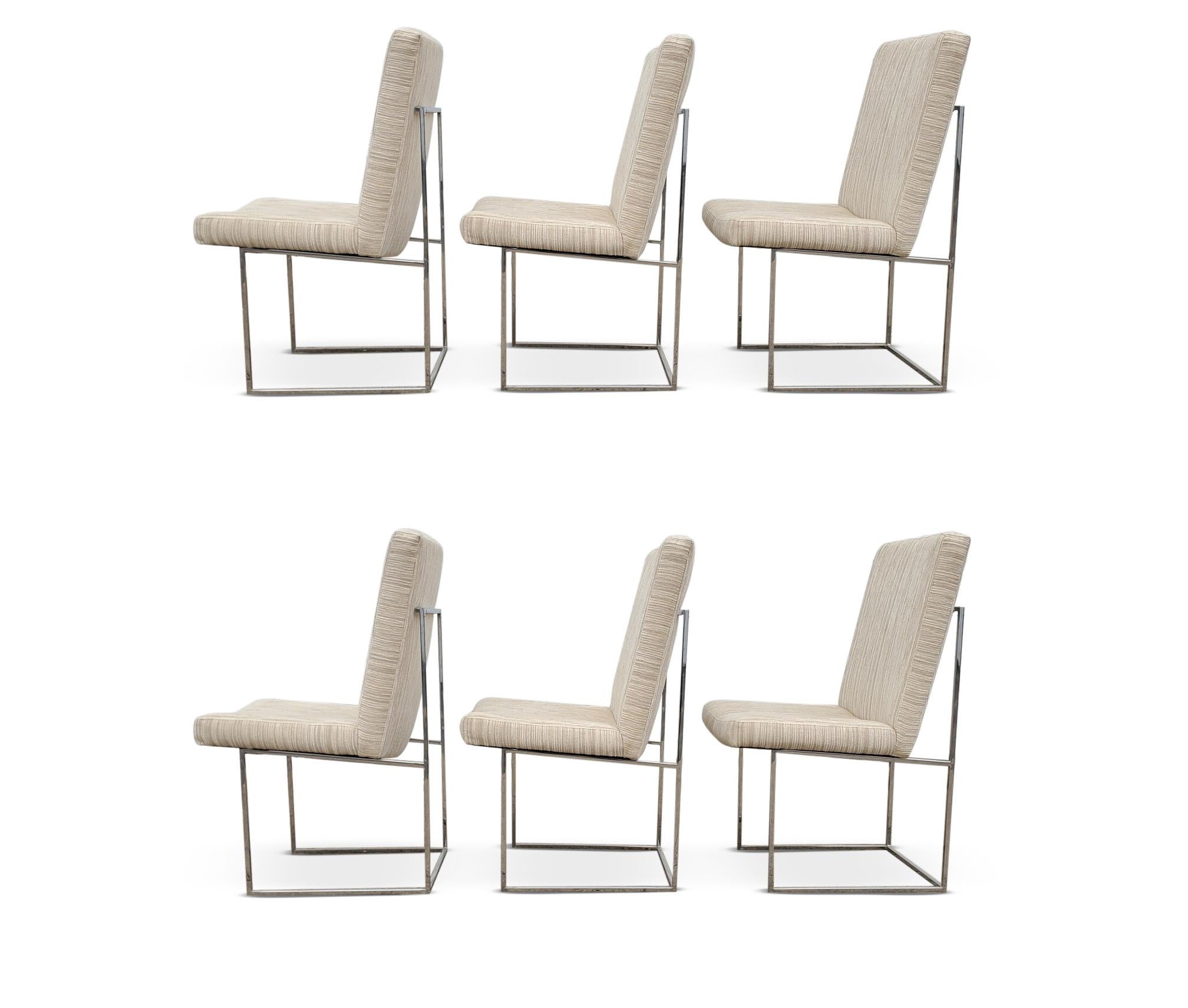 American Milo Baughman for Thayer Coggin ' Thin Line ' Chrome Dining Chairs For Sale