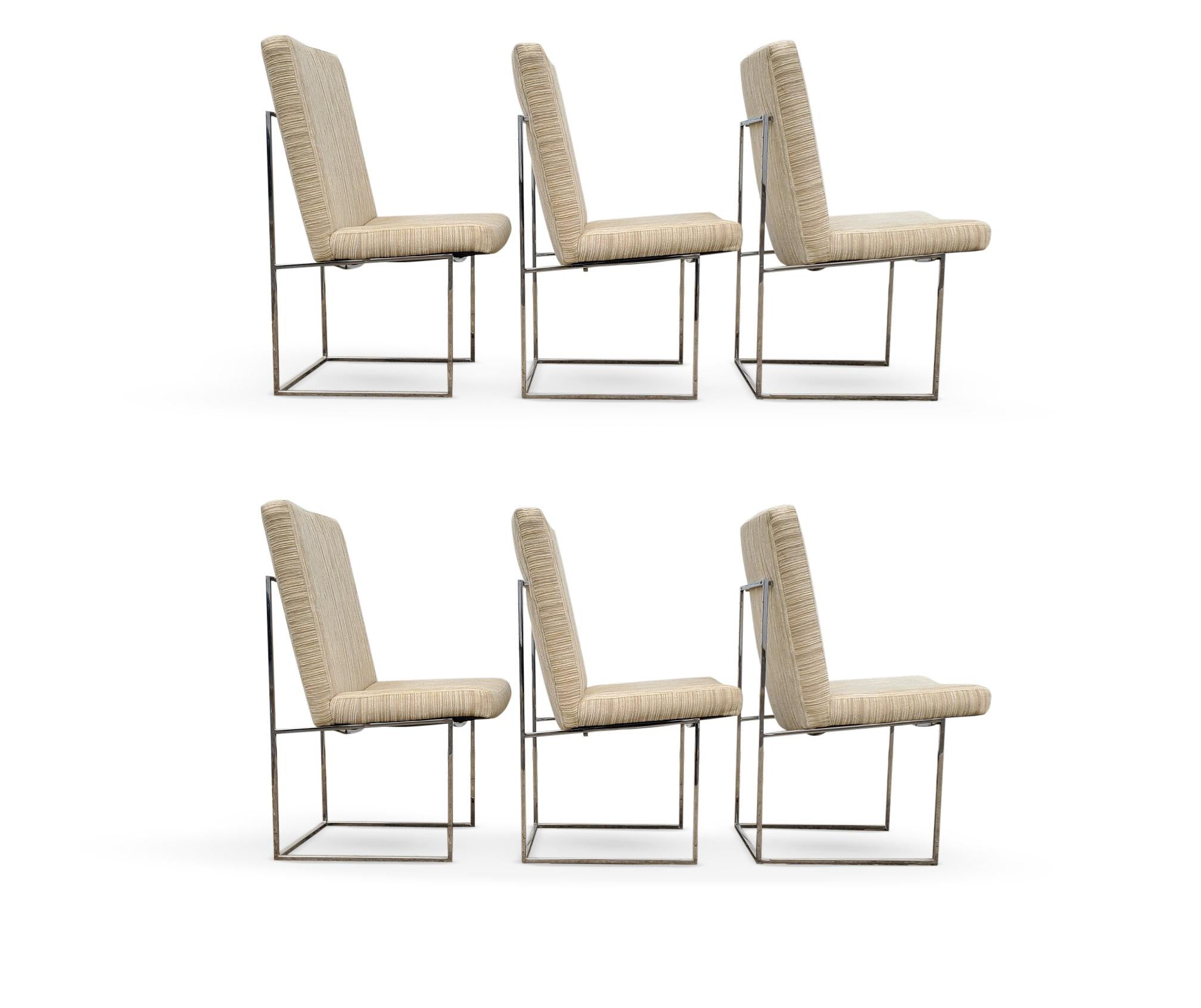 20th Century Milo Baughman for Thayer Coggin ' Thin Line ' Chrome Dining Chairs For Sale
