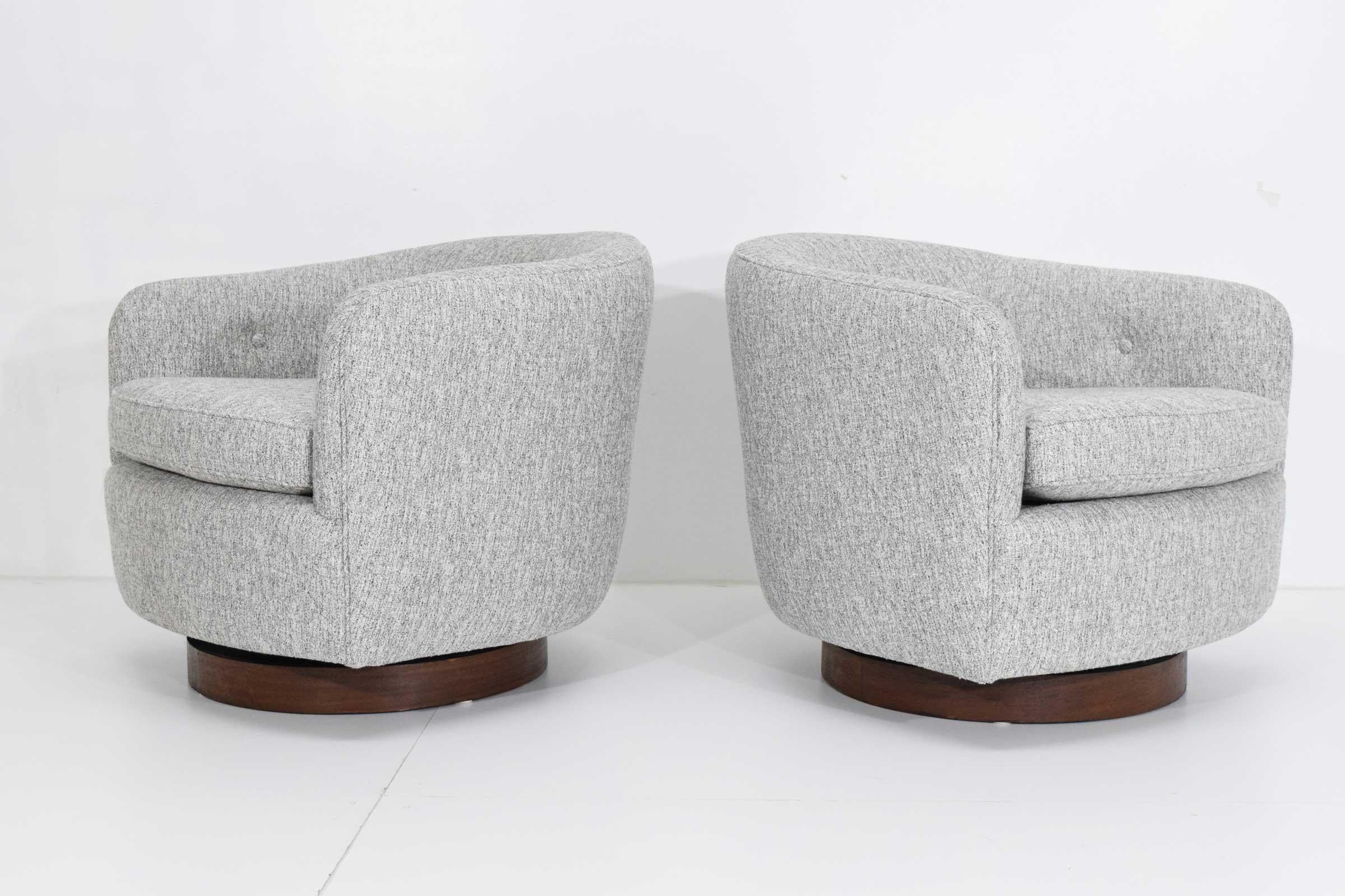 20th Century Milo Baughman for Thayer Coggin Tilt and Swivel Chairs in Soft Gray
