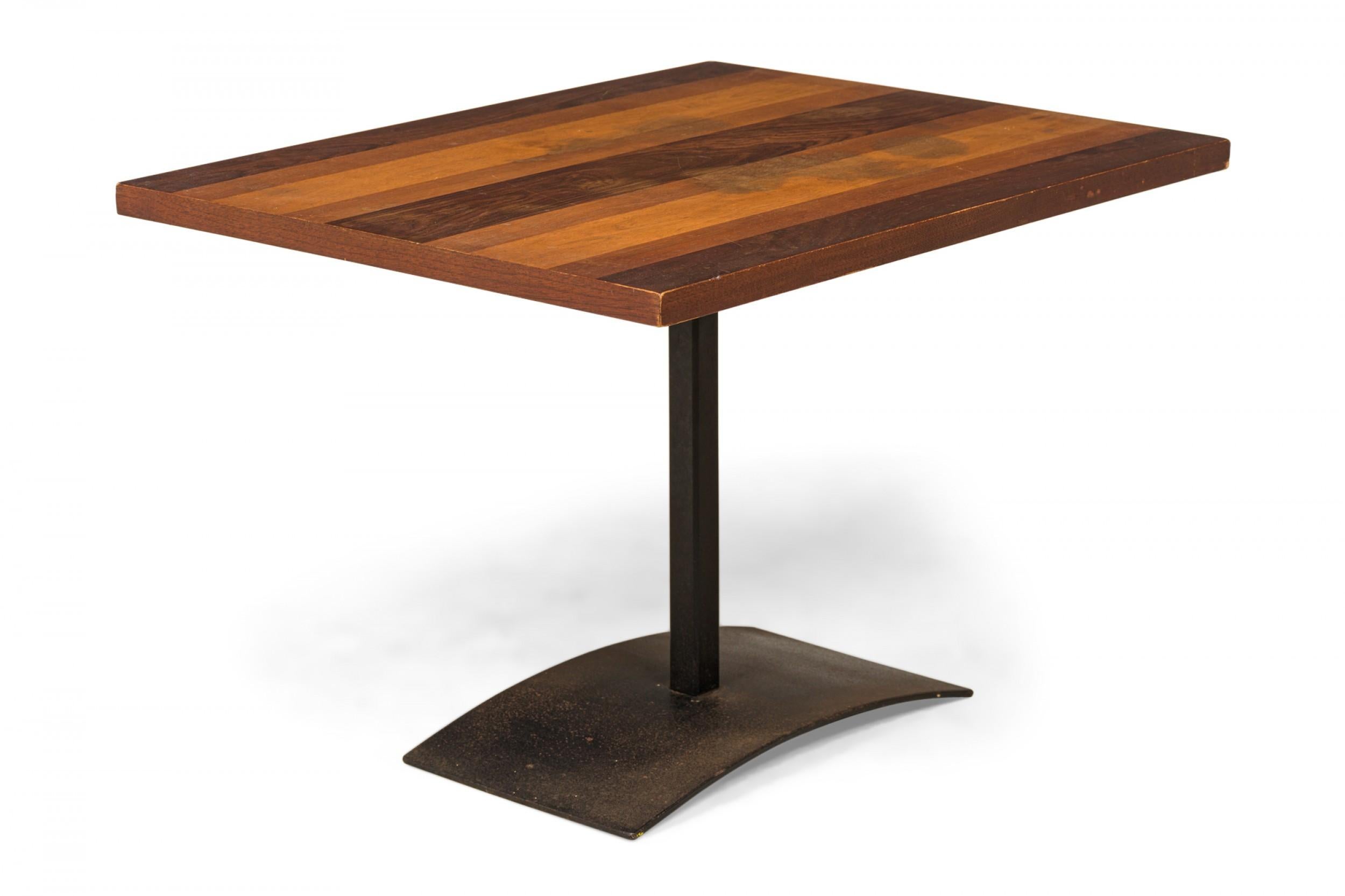 Mid-Century Modern Milo Baughman for Thayer Coggin Tri-Tone Wood and Iron End / Side Table For Sale