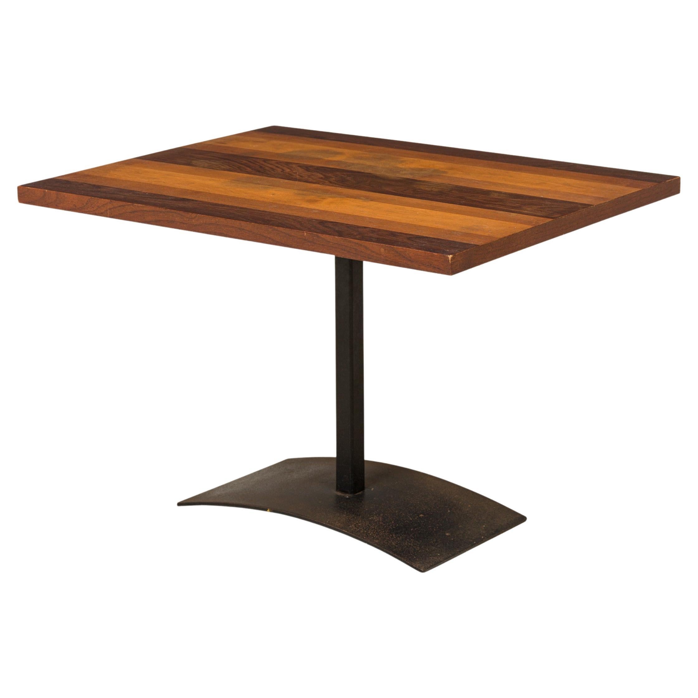 Milo Baughman für Thayer Coggin Dreifarbiger Beistelltisch aus Holz und Eisen aus Holz und Eisen im Angebot