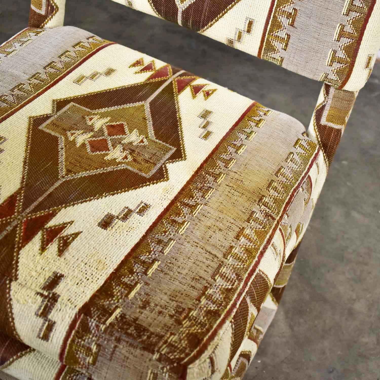 Milo Baughman for Thayer Coggin Tribal Print Upholstered Parsons Chairs a Pair 7