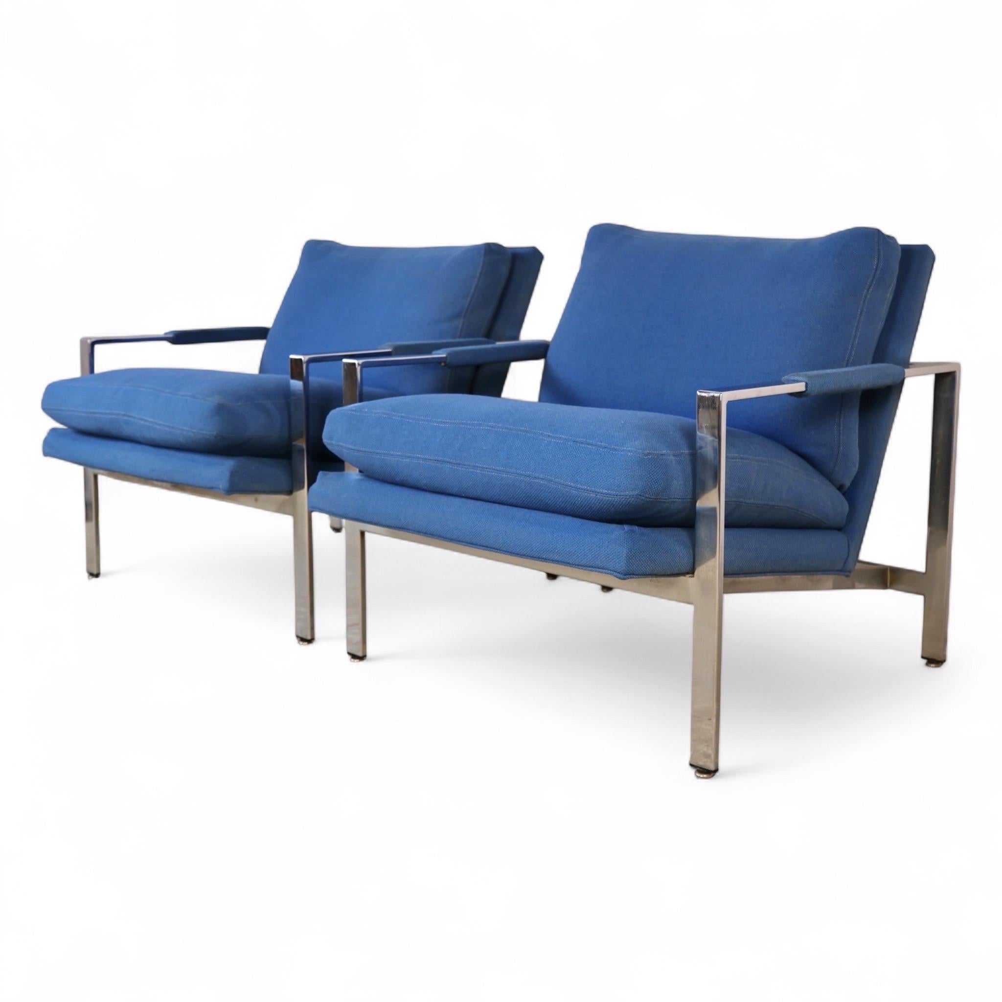 Milo Baughman für Thayer Coggin Vintage Mid Century Modern T Back Lounge Chairs im Angebot 3