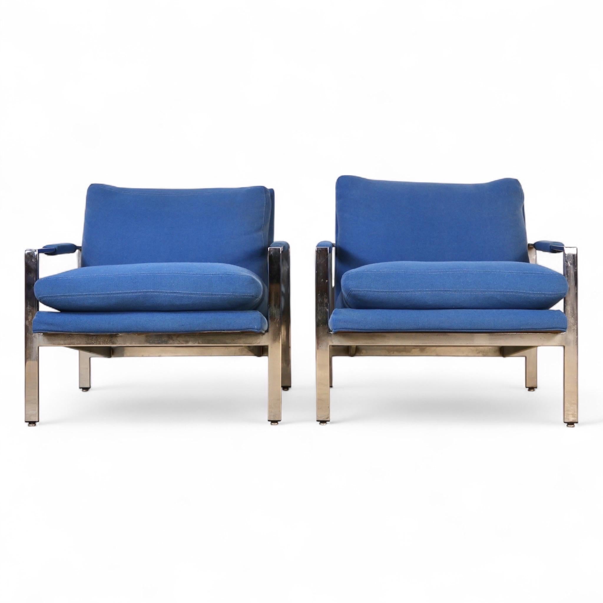 Milo Baughman für Thayer Coggin Vintage Mid Century Modern T Back Lounge Chairs (Chrom) im Angebot