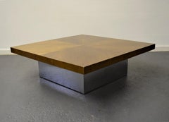 Mesa baja Milo Baughman para Thayer Coggin Nogal/Cromo