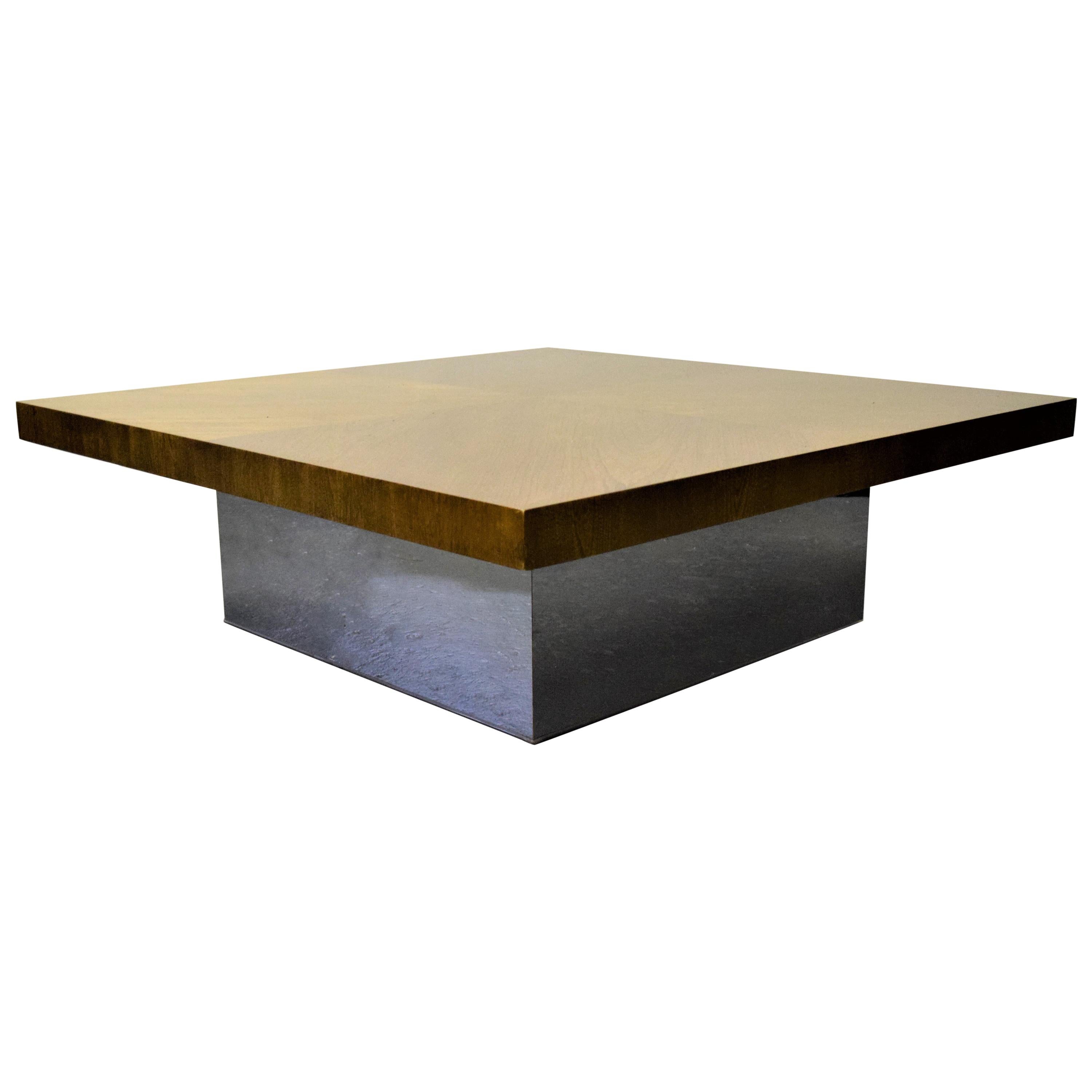 Milo Baughman for Thayer Coggin Walnut/Chrome Coffee Table For Sale