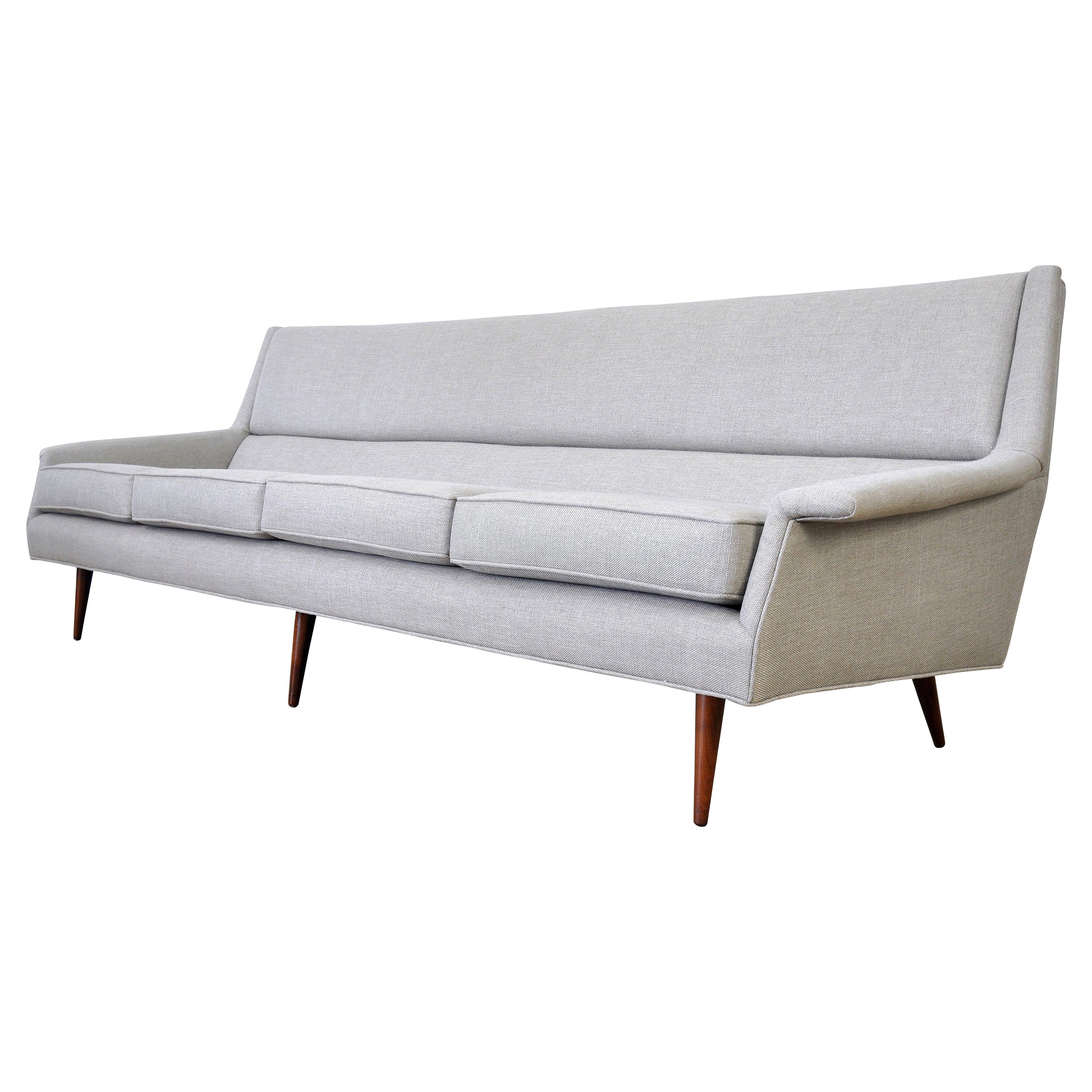Mid-Century Modern Milo Baughman for Thayer Coggin Walnut Gray Sofa