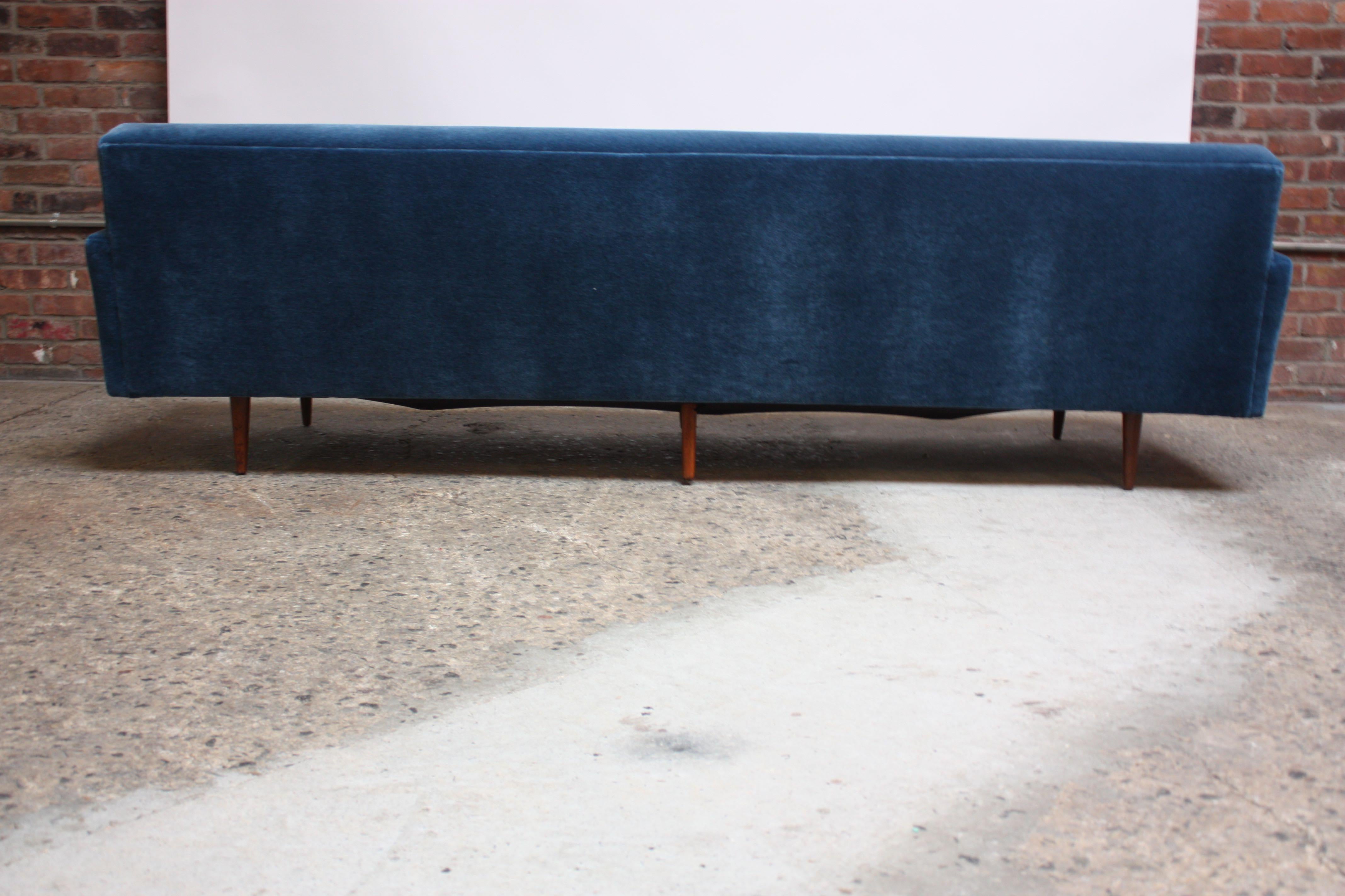 Milo Baughman for Thayer Coggin Walnut Sofa in Blue Mohair 5