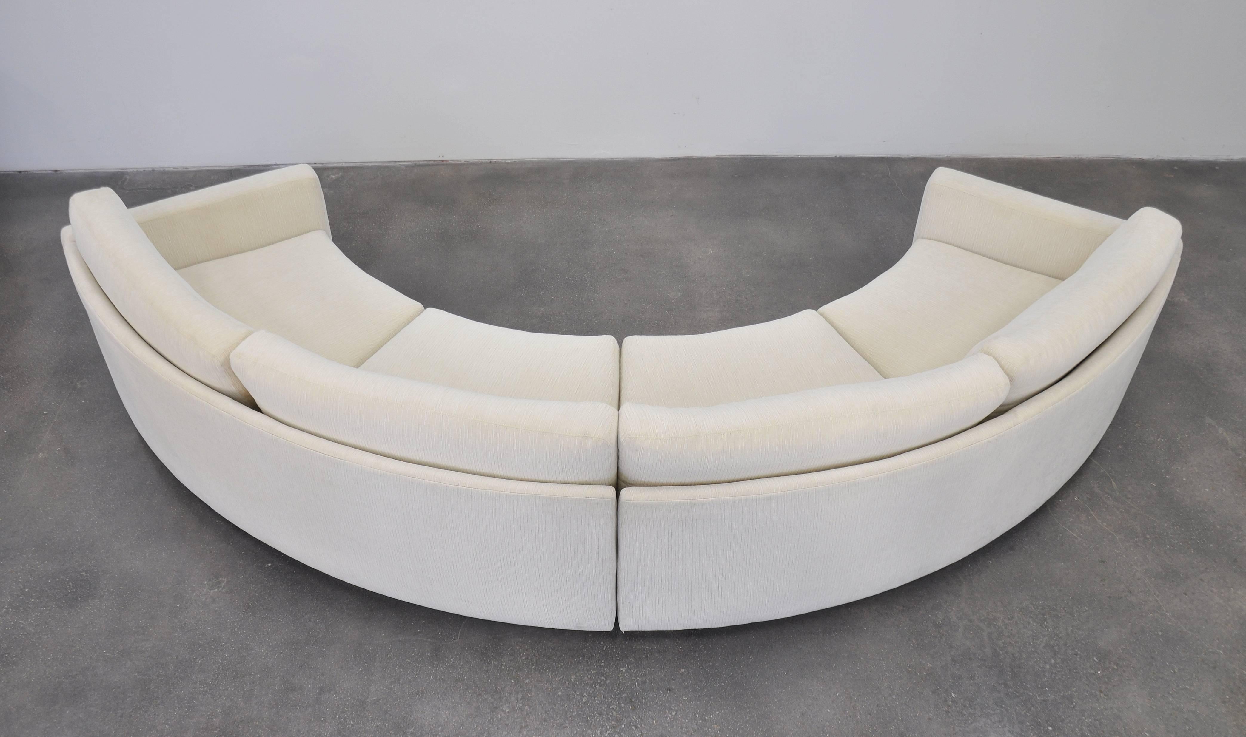 white circular sofa
