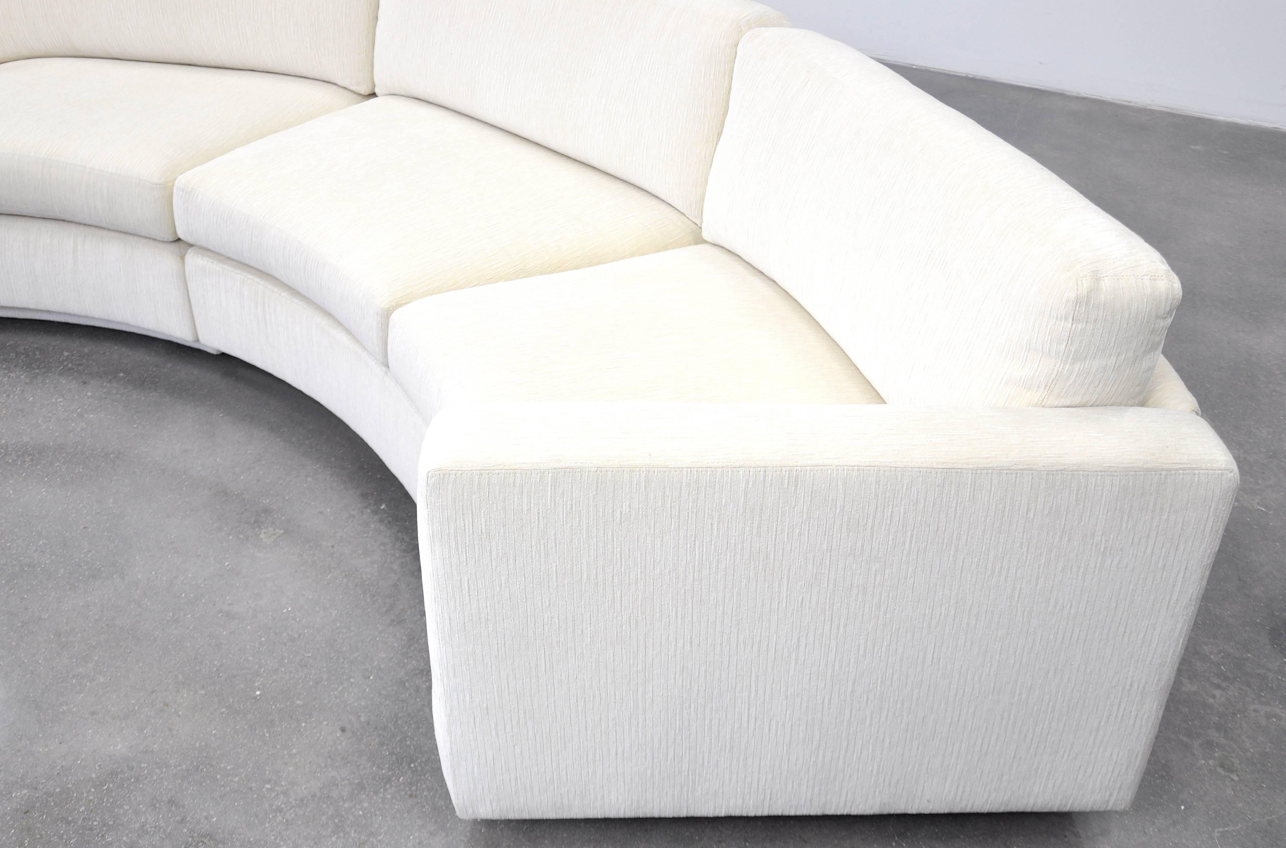 Late 20th Century Milo Baughman for Thayer Coggin White Sectional Circle Sofa