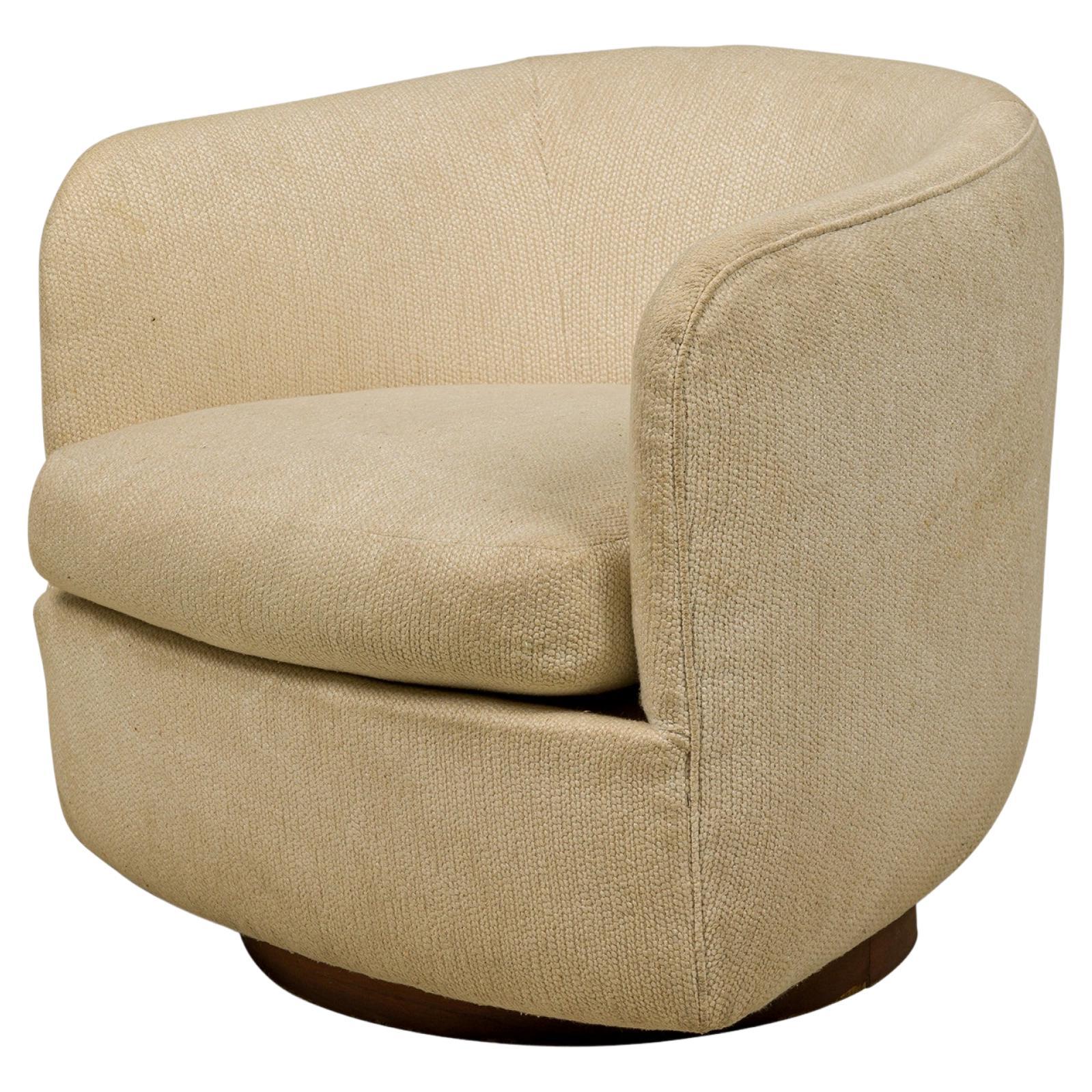 Milo Baughman for Thayer Coggin White Upholstered Horseshoe Lounge / Armchair