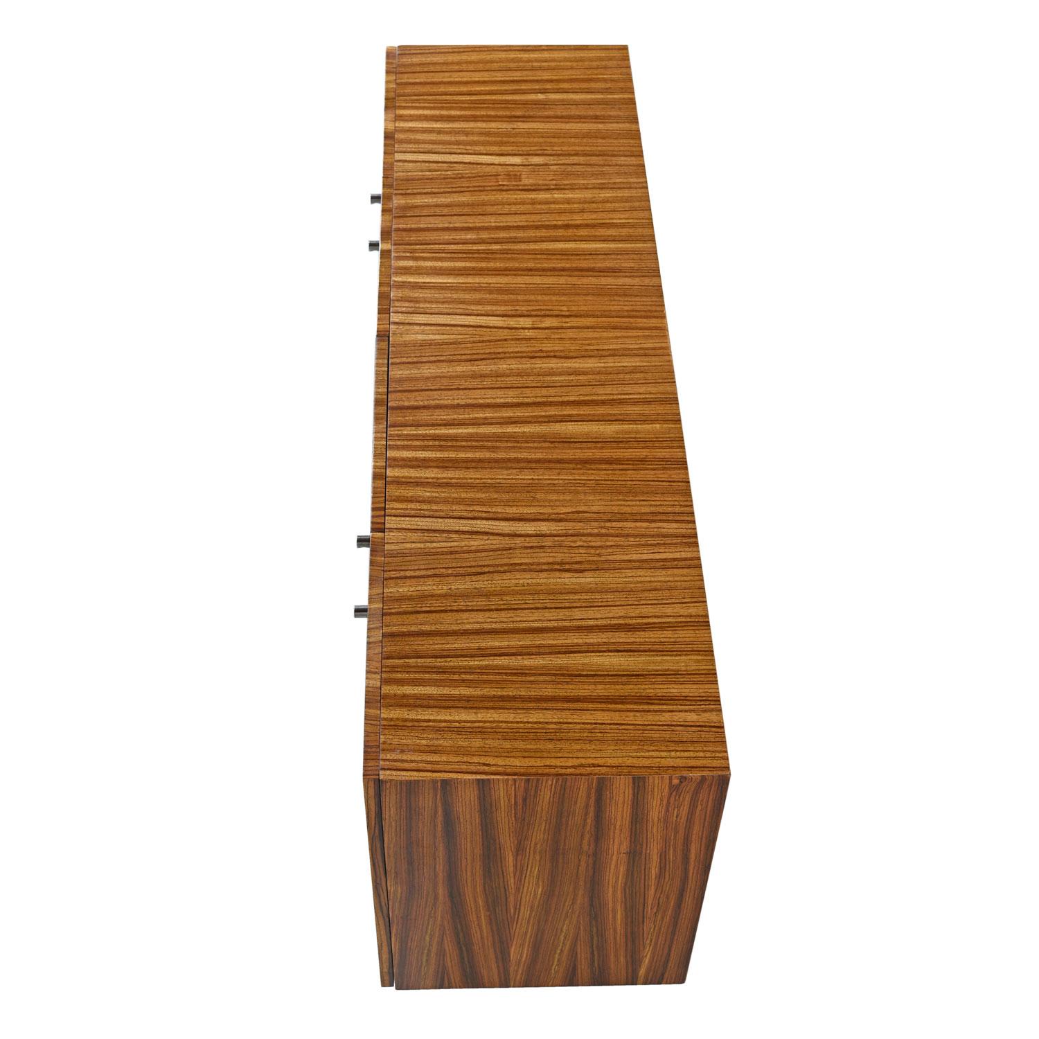 American Milo Baughman for Thayer Coggin Zebra Wood Credenza Cabinet with Wall-Mount