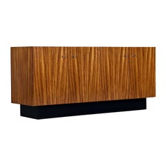 Milo Baughman for Thayer Coggin Zebra Wood Credenza Cabinet with Wall-Mount