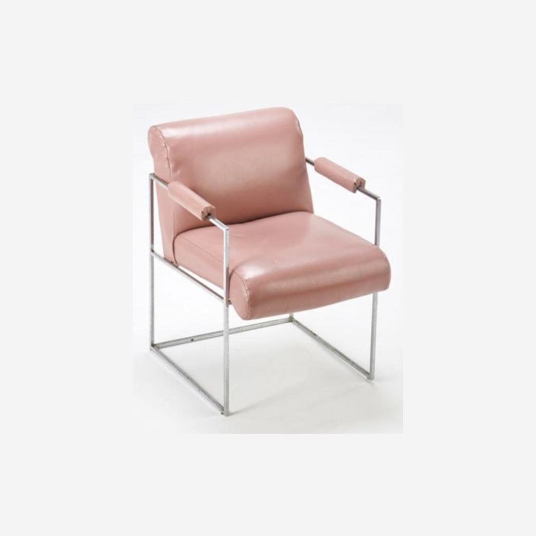 Mid-Century Modern Milo Baughman for Thayer Coggins Pink Dining Armchairs, Set of Four, circa 1980