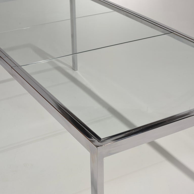 DIA Glass and Chrome Expandable Dining Table For Sale 6