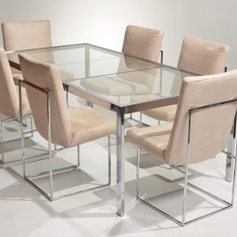 DIA Glass and Chrome Expandable Dining Table For Sale 9