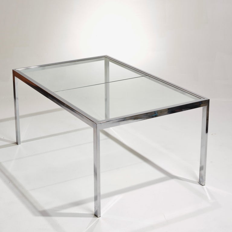 Modern DIA Glass and Chrome Expandable Dining Table For Sale