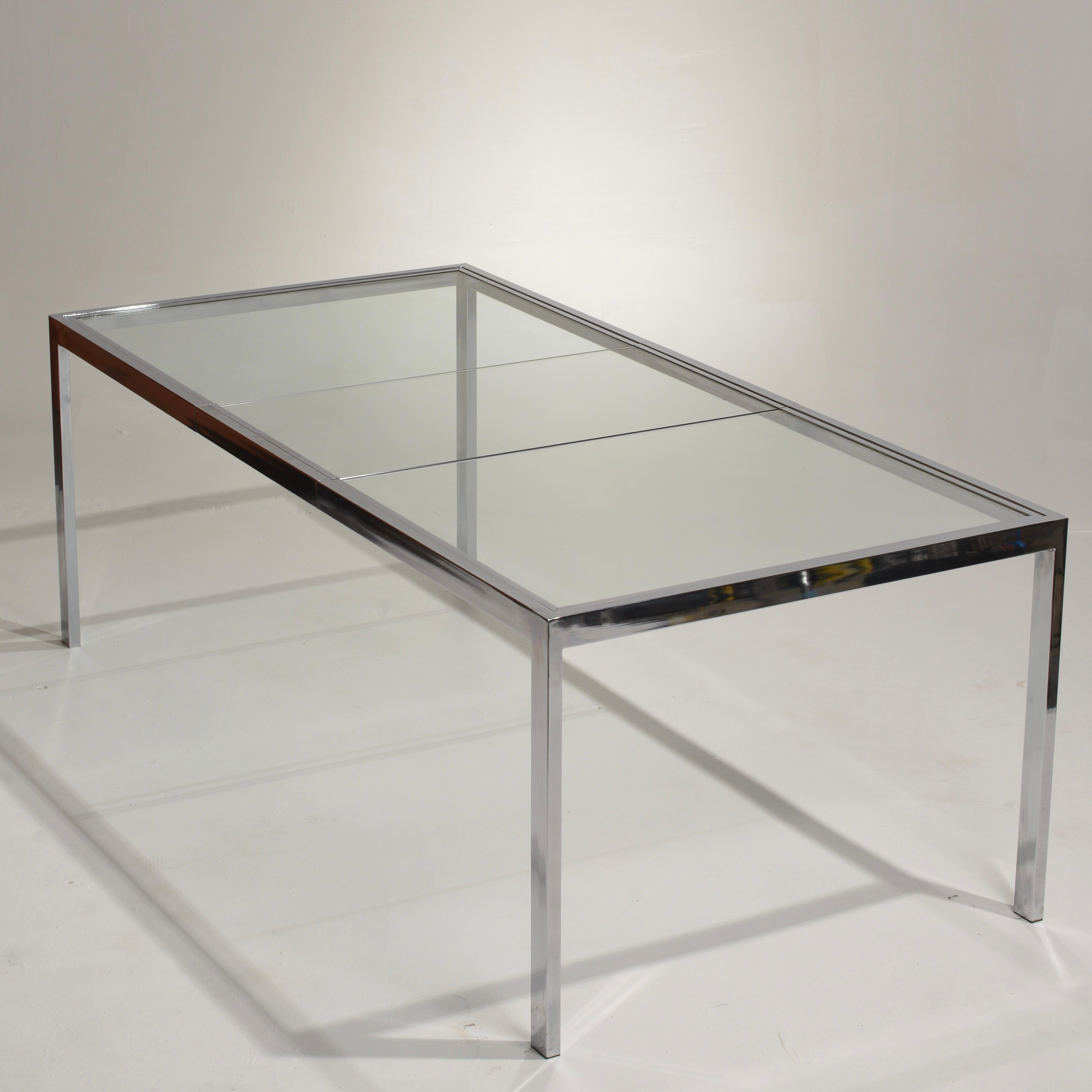 Modern DIA Glass and Chrome Expandable Dining Table
