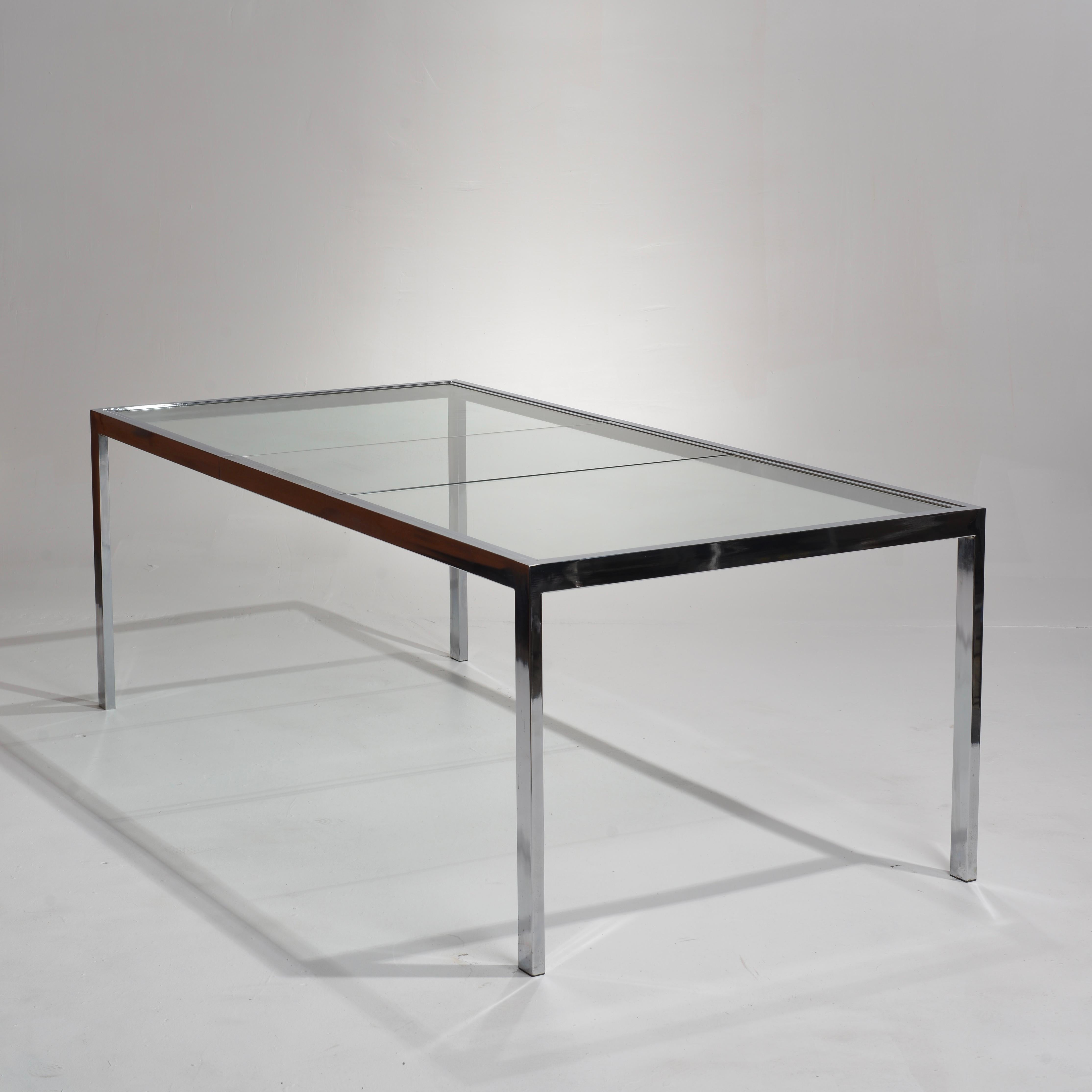 DIA Glass and Chrome Expandable Dining Table In Good Condition In Los Angeles, CA