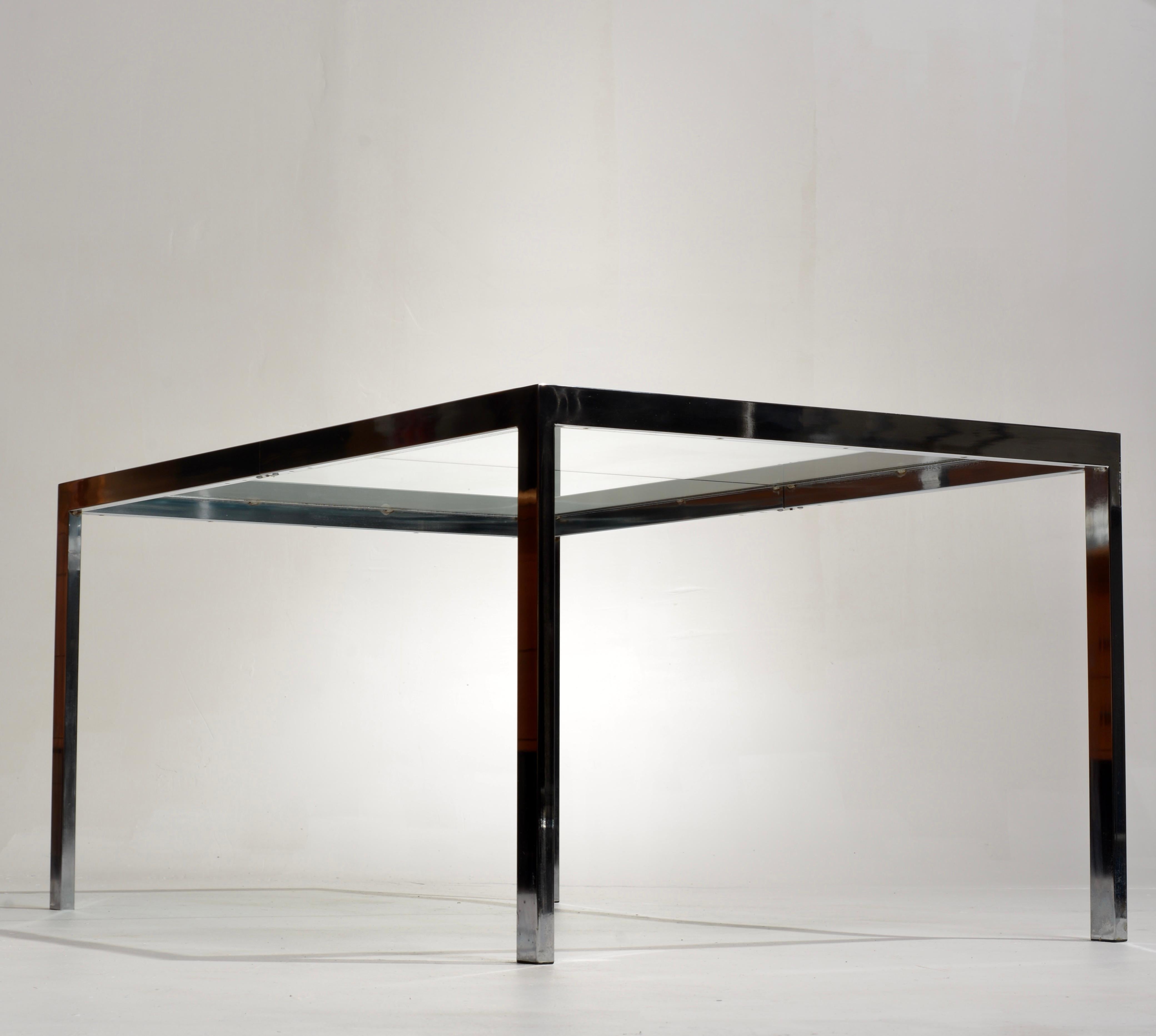 Late 20th Century DIA Glass and Chrome Expandable Dining Table