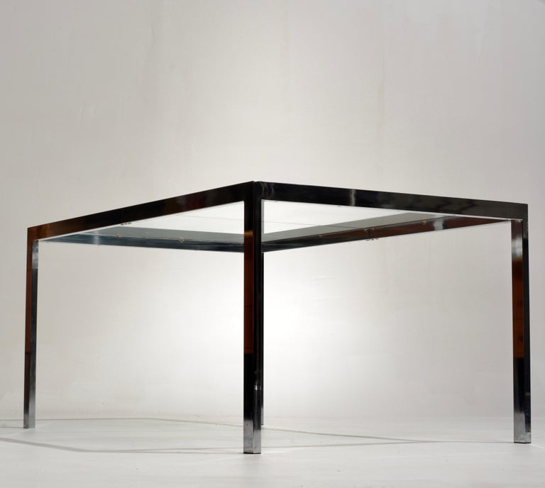 DIA Glass and Chrome Expandable Dining Table For Sale 1
