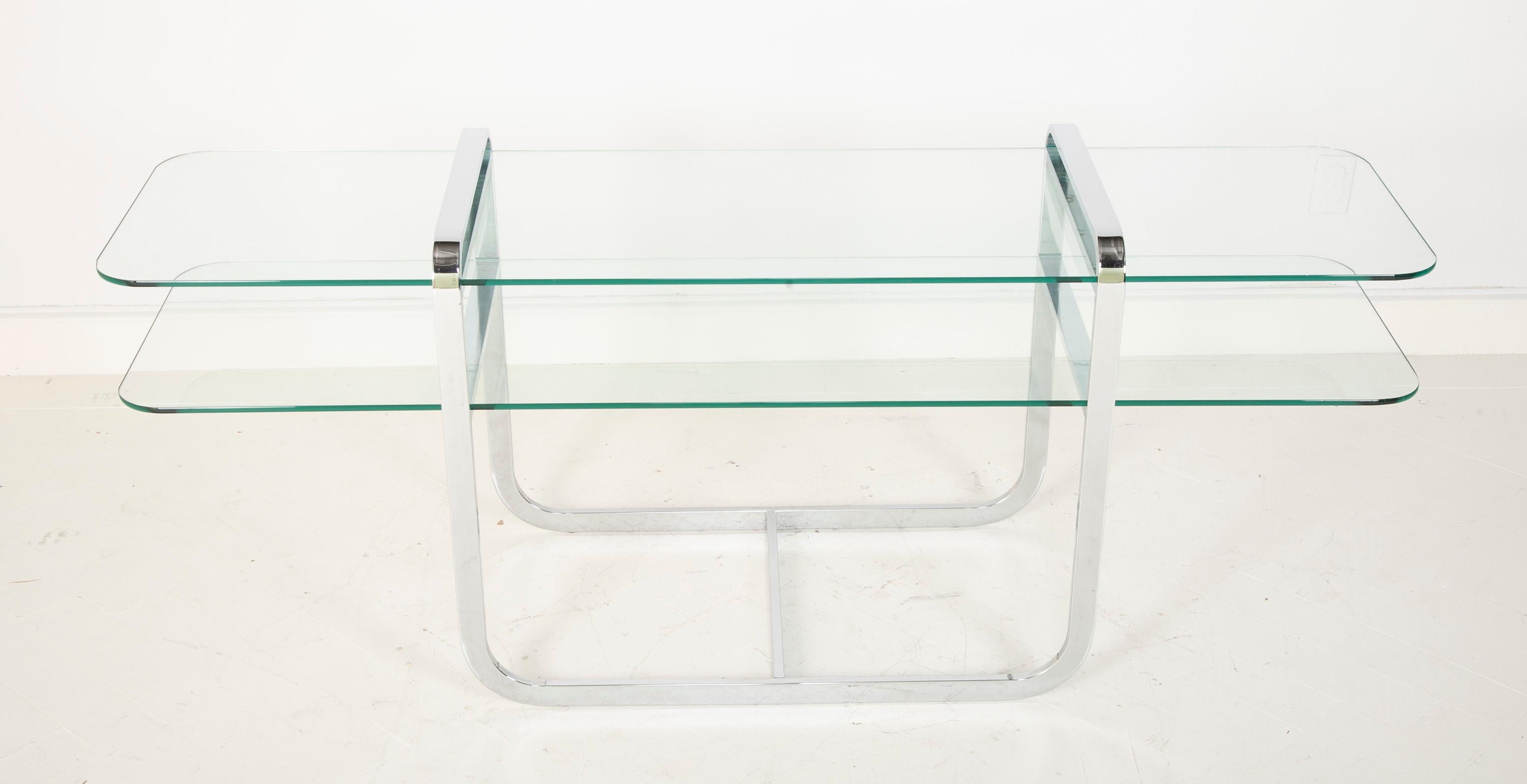 Milo Baughman Glass Console with Nested Stools 4