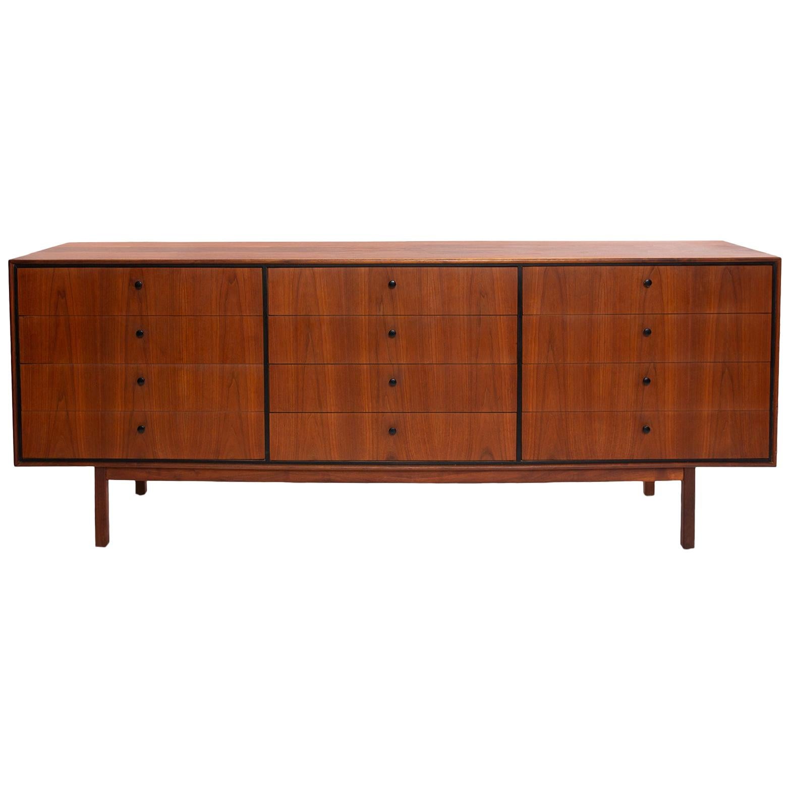 Milo Baughman 1960s Glenn of California Walnut 12 Drawer Dresser