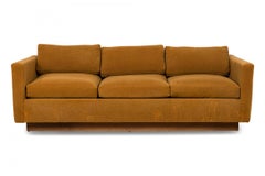 Milo Baughman Gold Fabric Upholstered Floating 'Tuxedo' Sofa