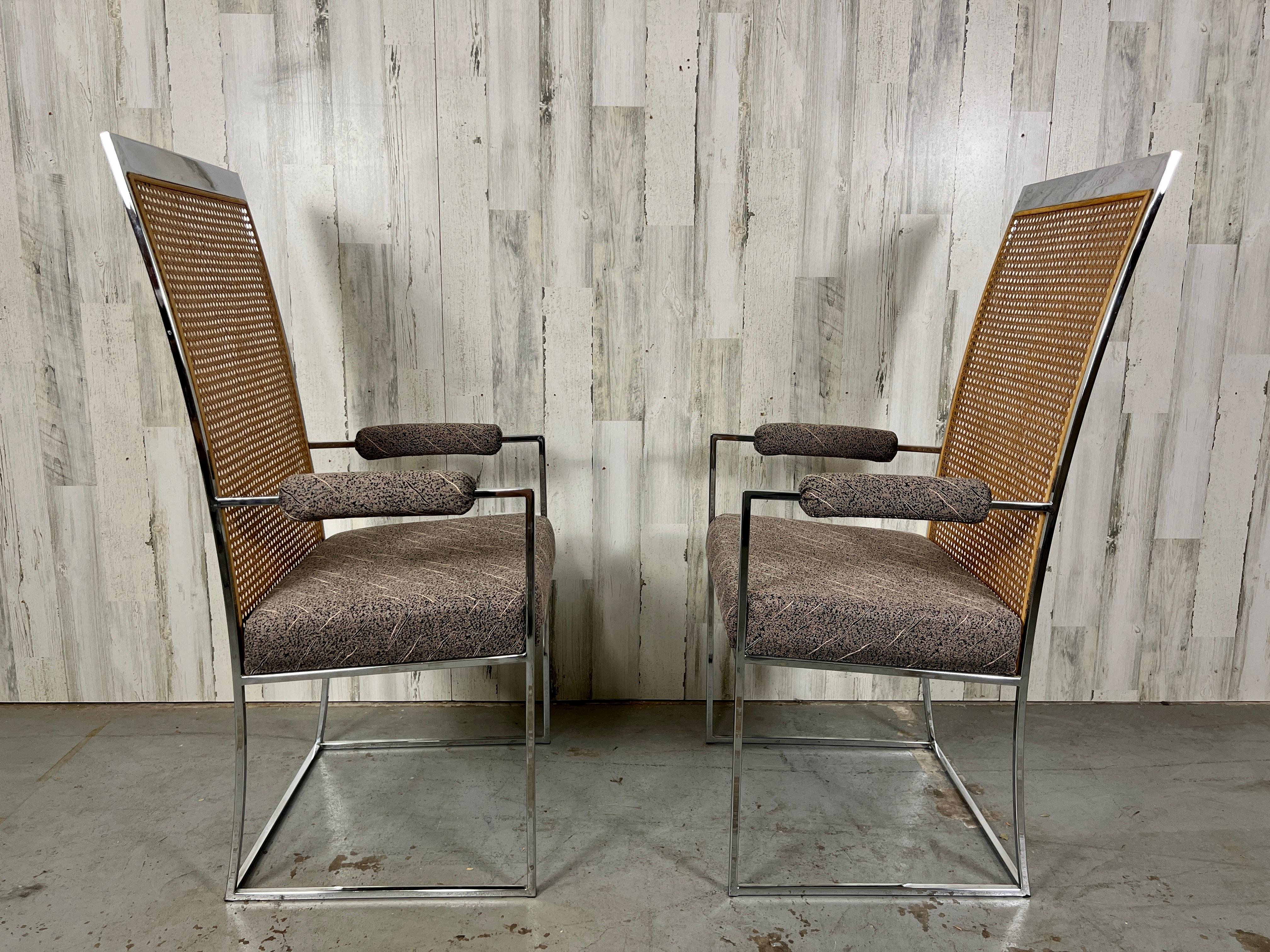 20th Century Milo Baughman High Back Cane Armchairs for Thayer Coggin For Sale