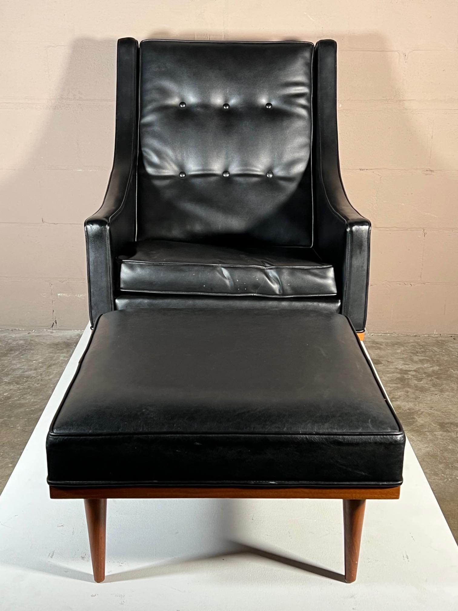 Milo Baughman High Back Chair with Ottoman For Sale 3
