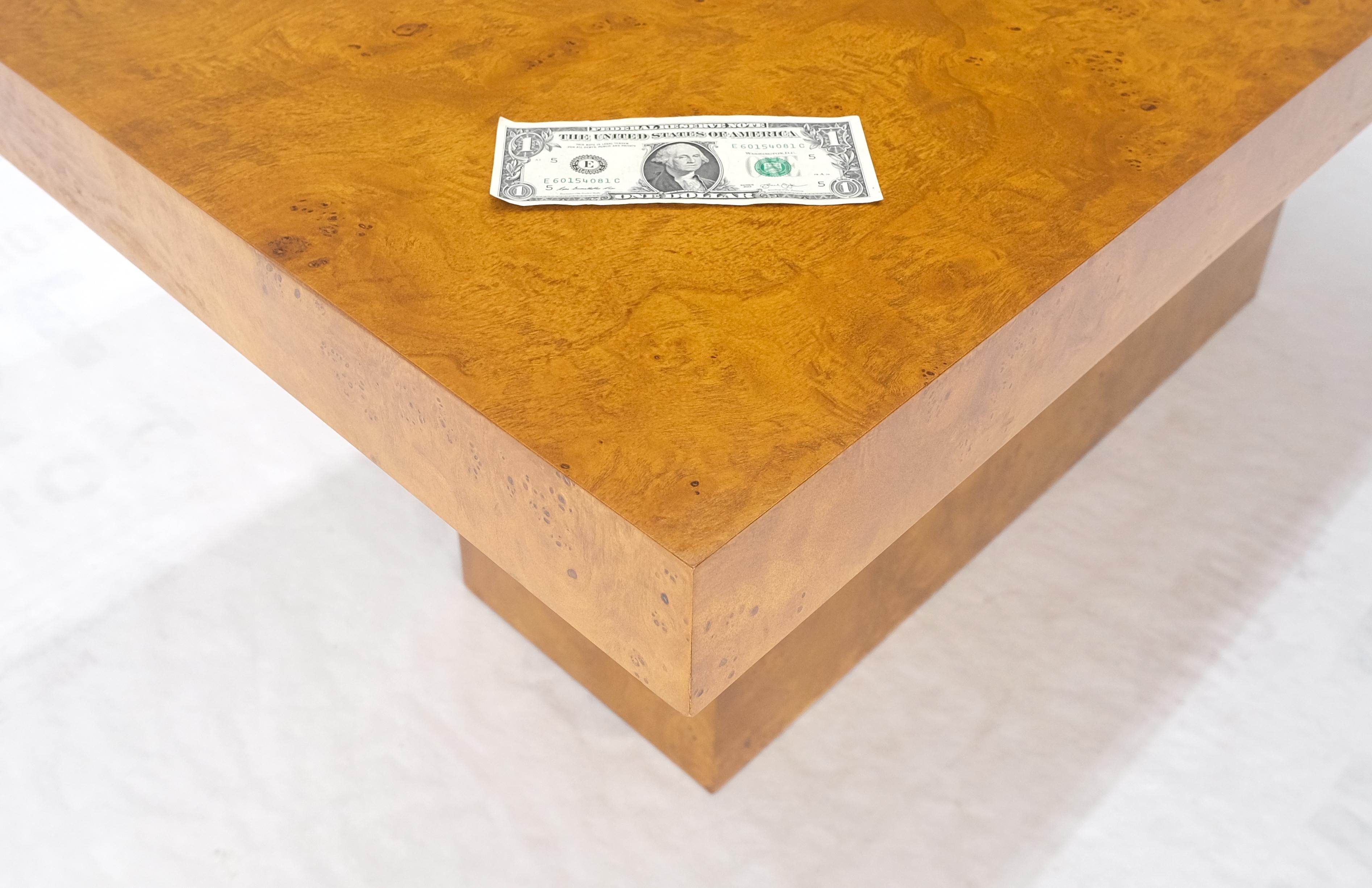 Milo Baughman Honey Amber Burl Wood Single Pedestal Dining Table Two Leaves MINT 10