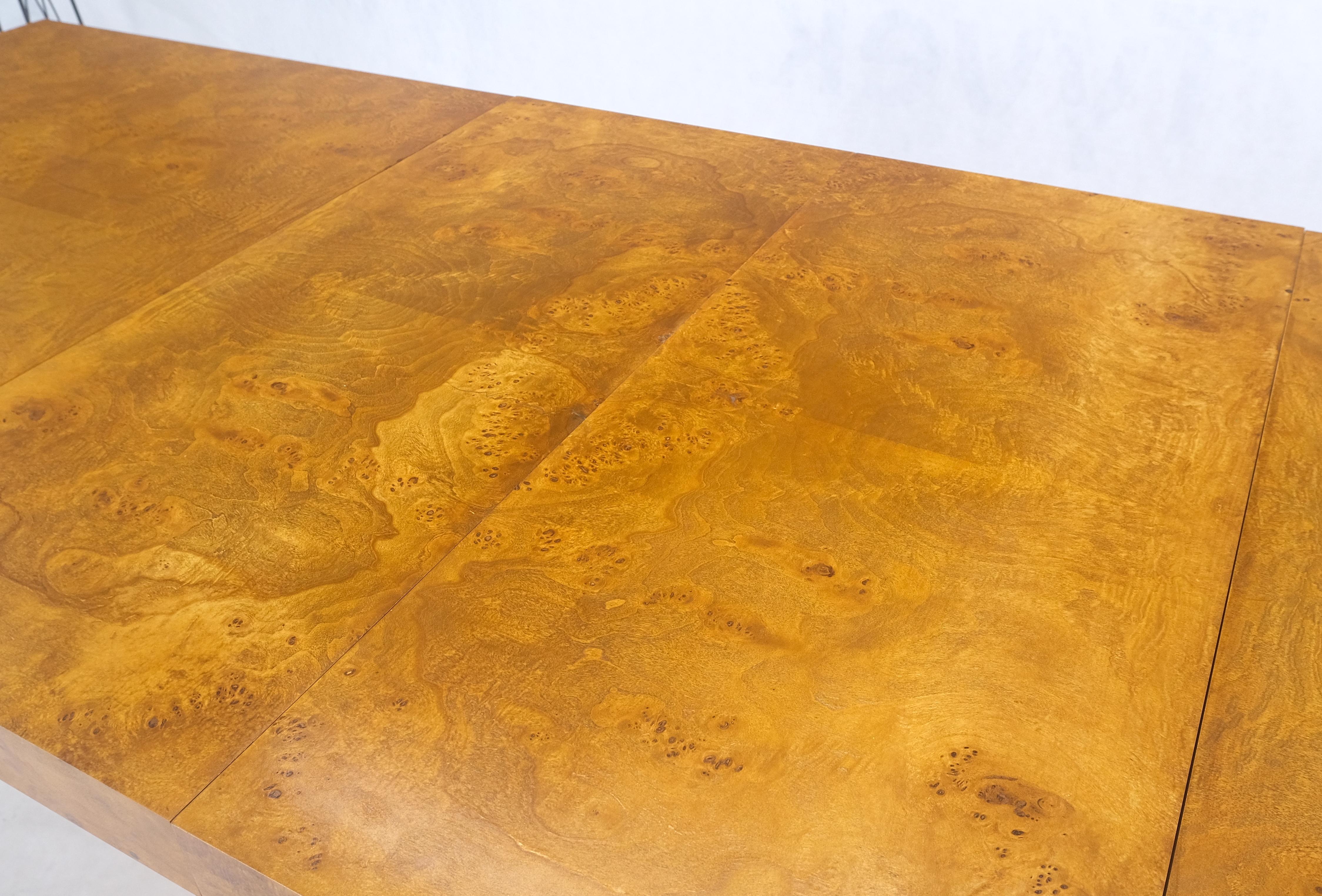 Milo Baughman Honey Amber Burl Wood Single Pedestal Dining Table Two Leaves MINT
Two leaves are 18
