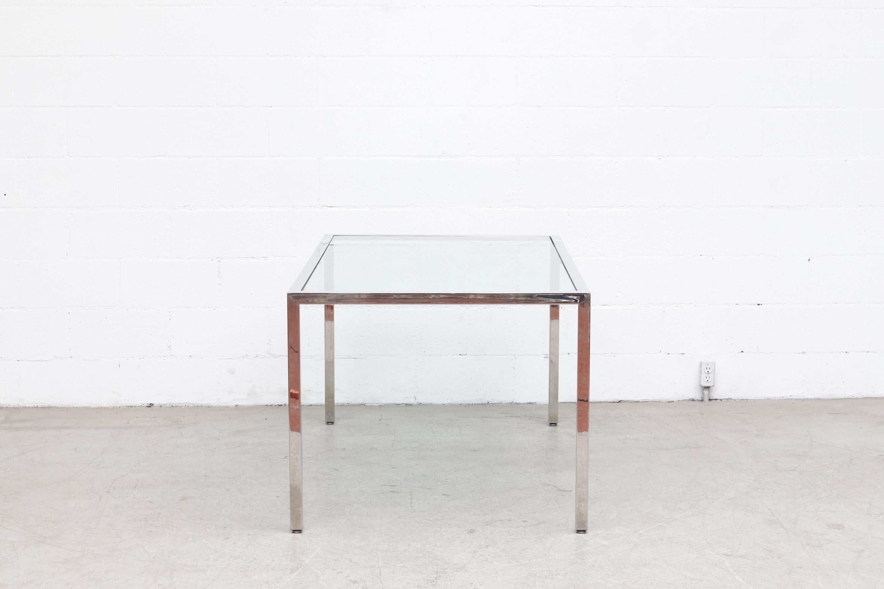 Dutch Milo Baughman Inspired Chrome and Glass Dining Table