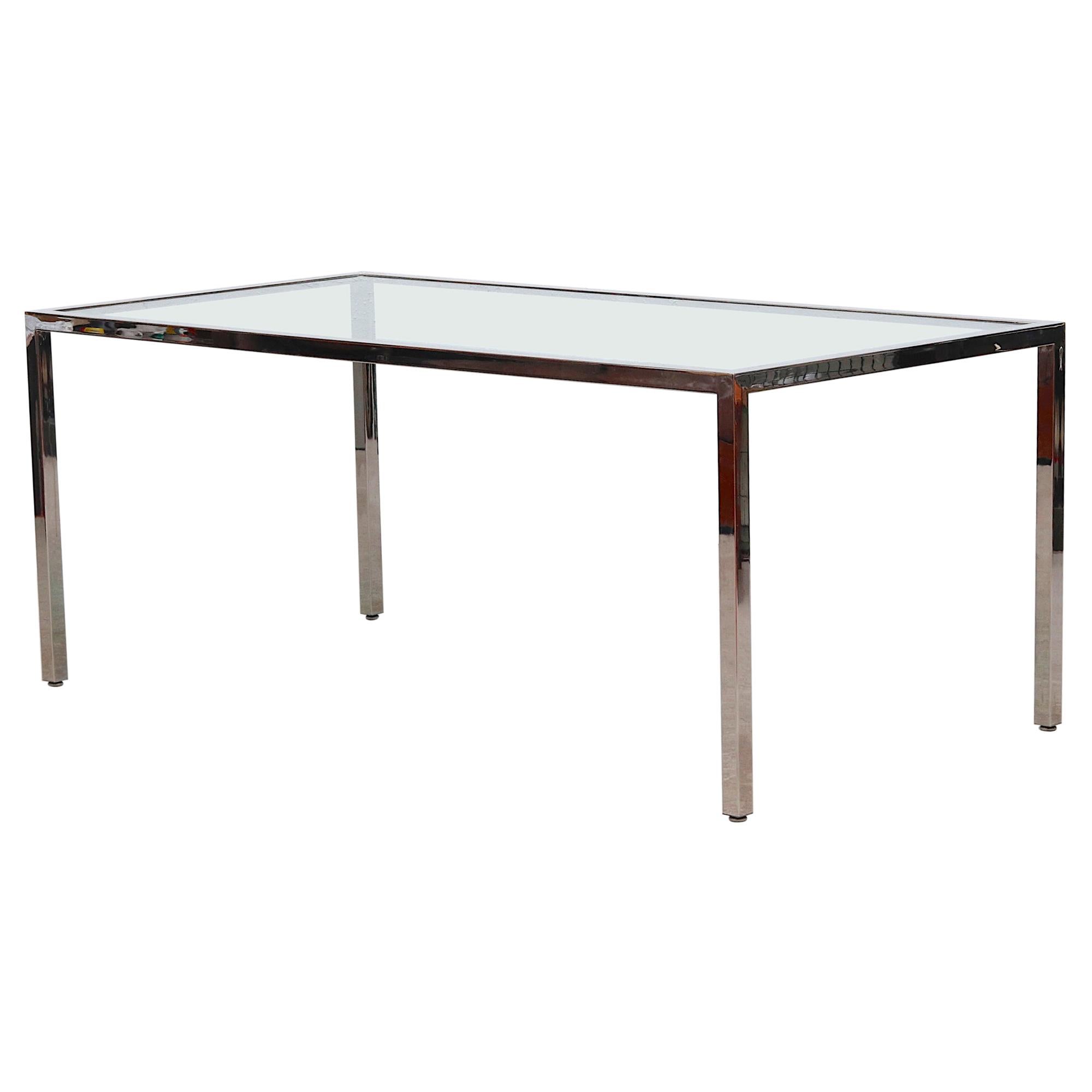 Milo Baughman Inspired Chrome and Glass Dining Table